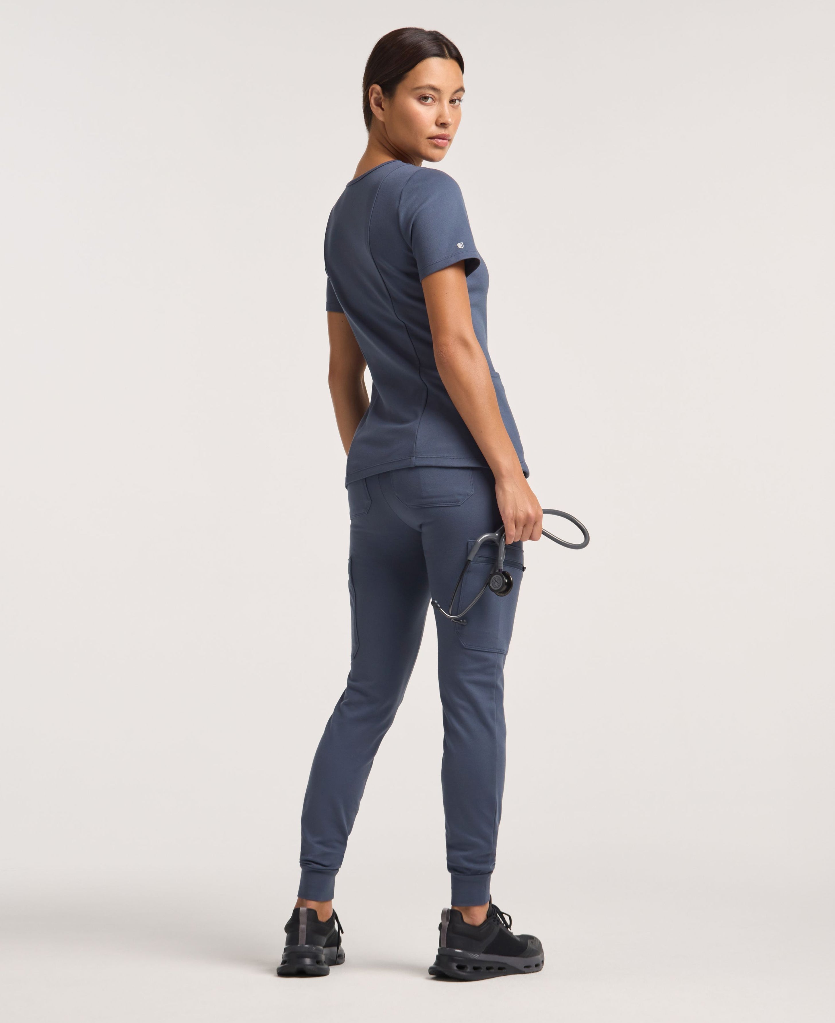 Jaanuu Kait 10-Pocket Skinny Scrub Jogger in Carbon Gray, product photo 4 of 6