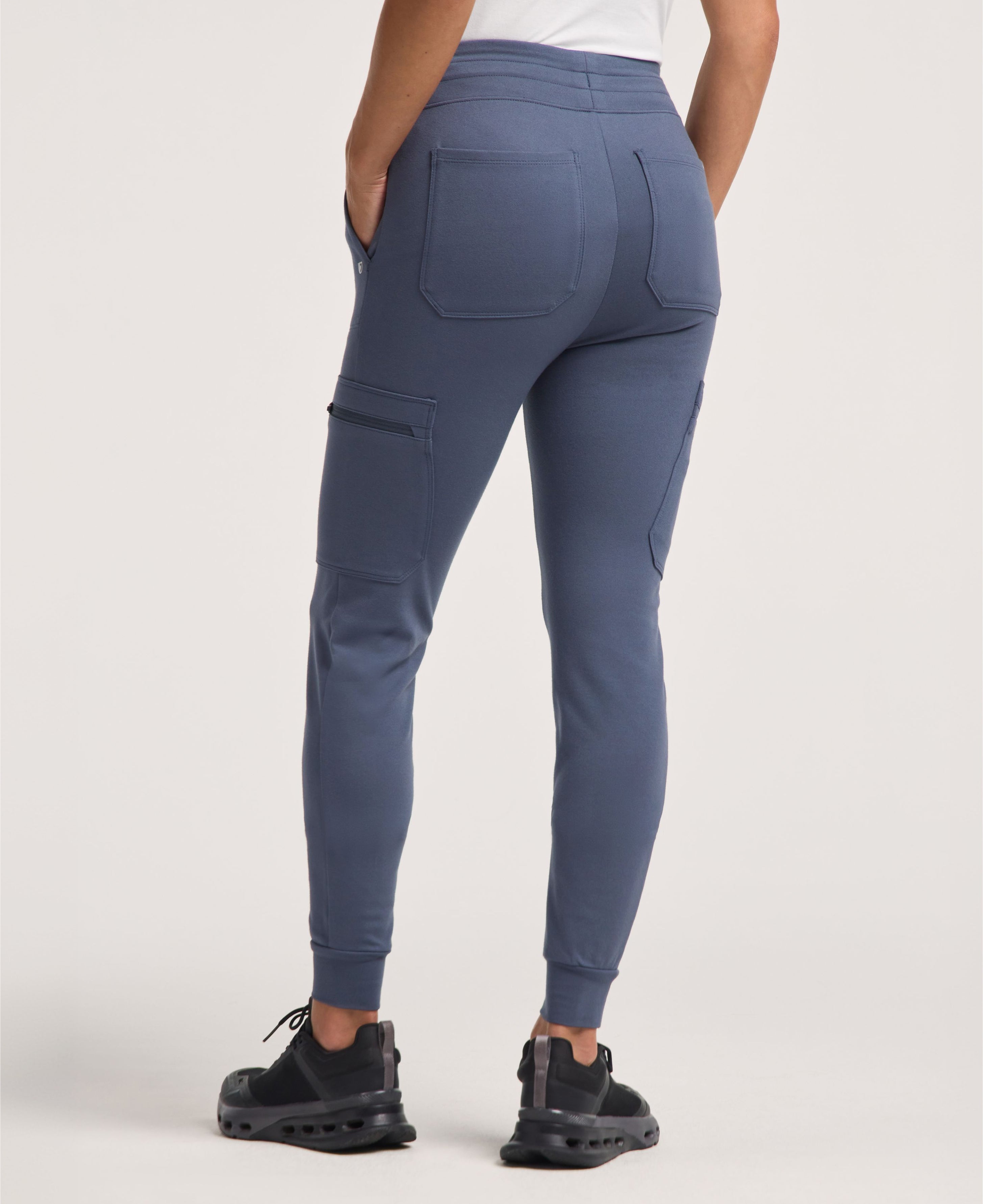 Jaanuu Kait 10-Pocket Skinny Scrub Jogger in Carbon Gray, product photo 5 of 6