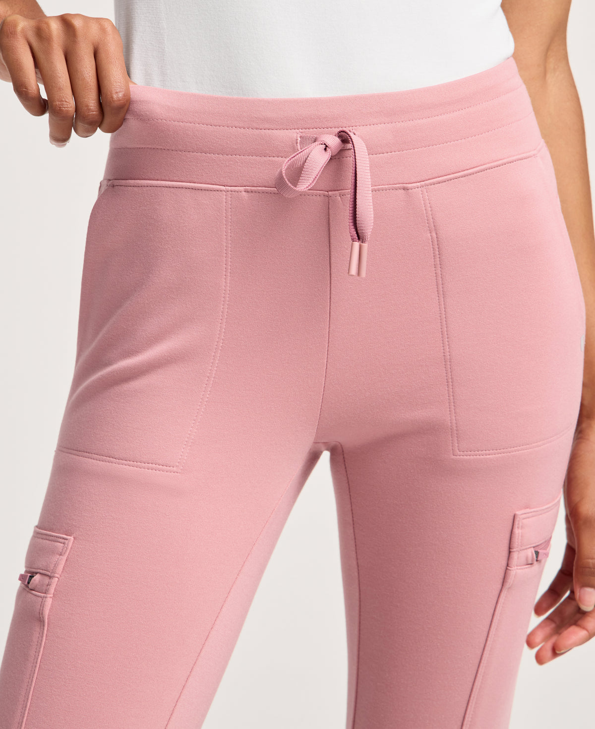Jaanuu Kait 10-Pocket Skinny Scrub Jogger in Mauve, product photo 2 of 6