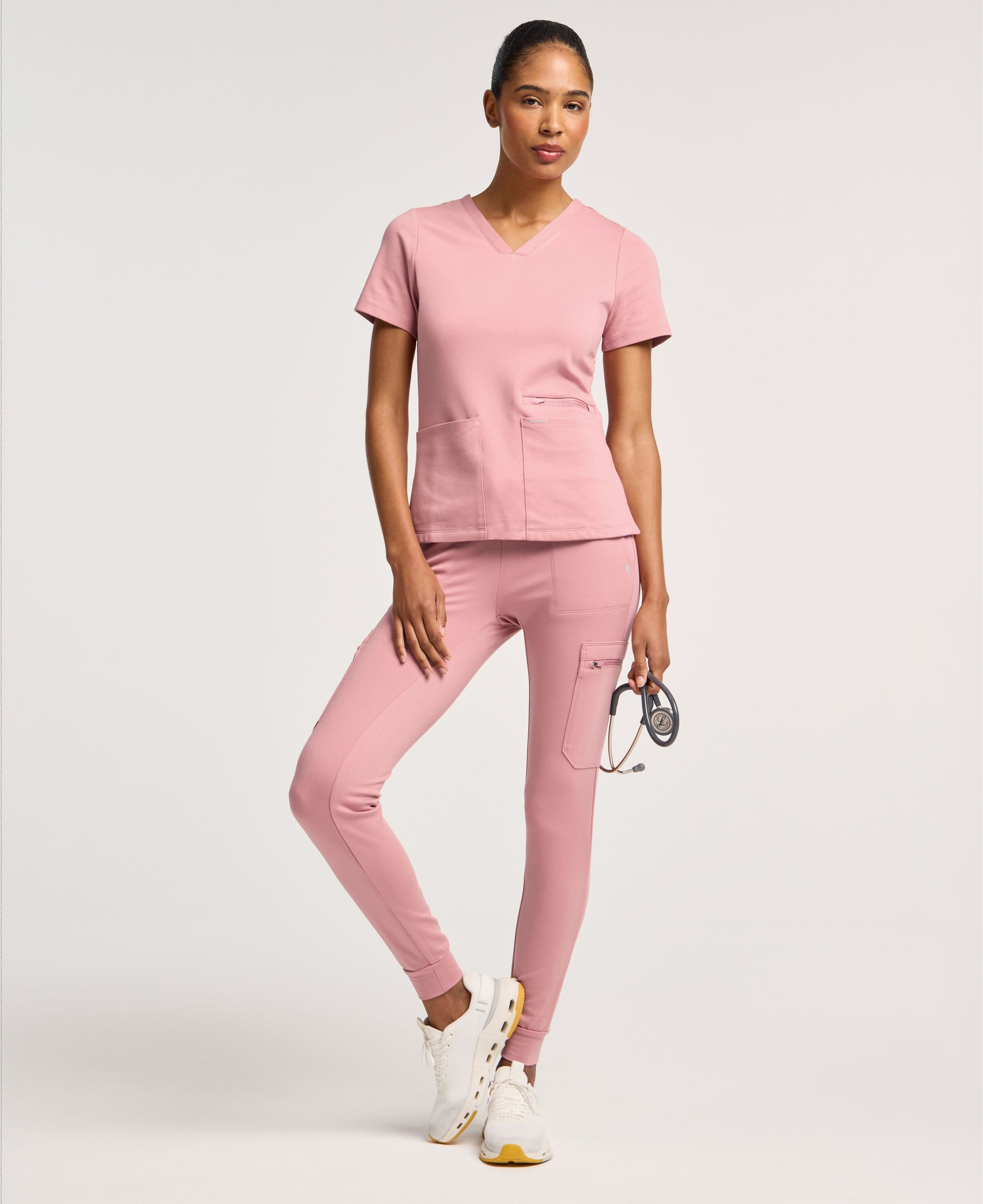 Jaanuu Kait 10-Pocket Skinny Scrub Jogger in Mauve, product photo 4 of 6