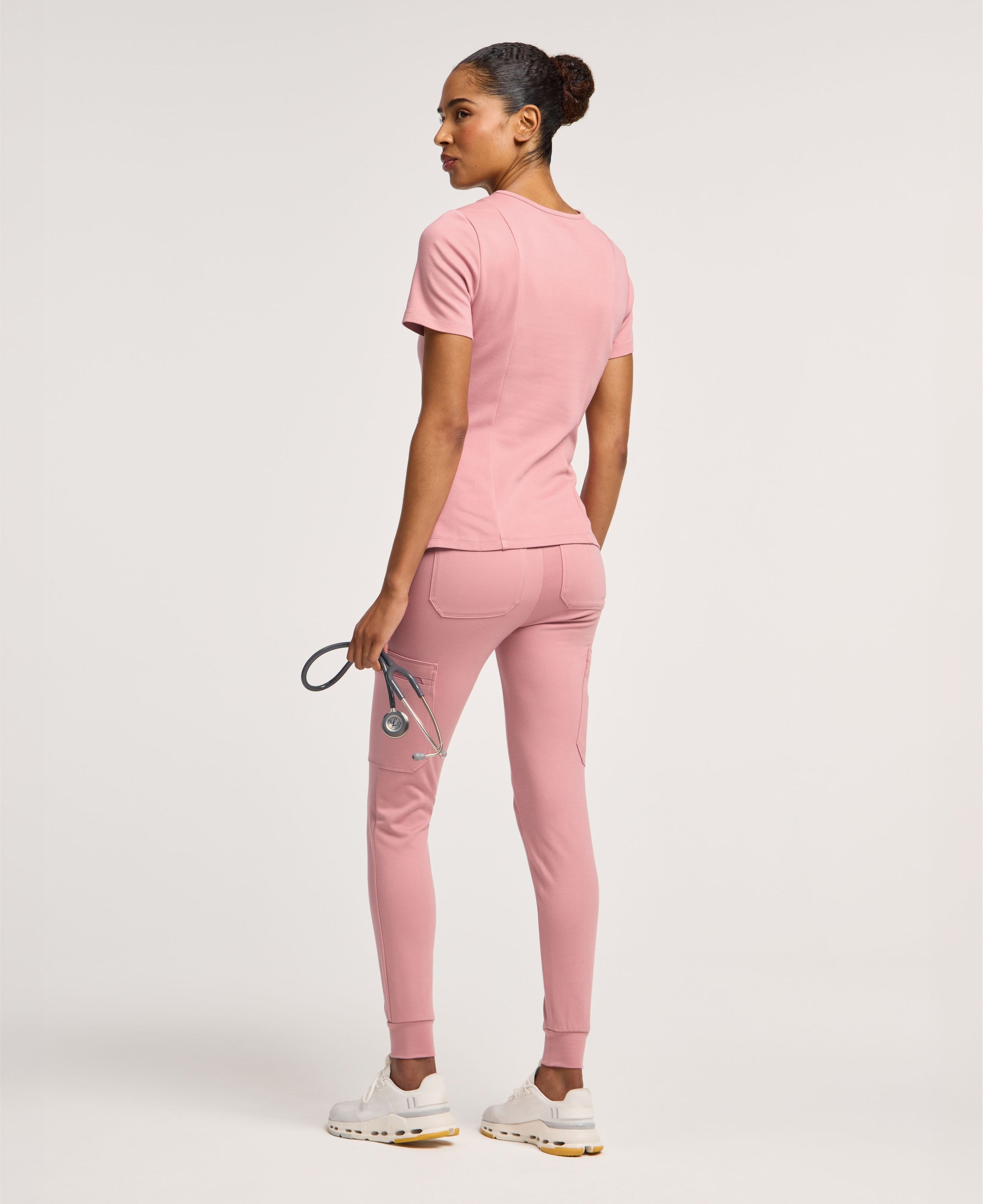 Jaanuu Kait 10-Pocket Skinny Scrub Jogger in Mauve, product photo 5 of 6