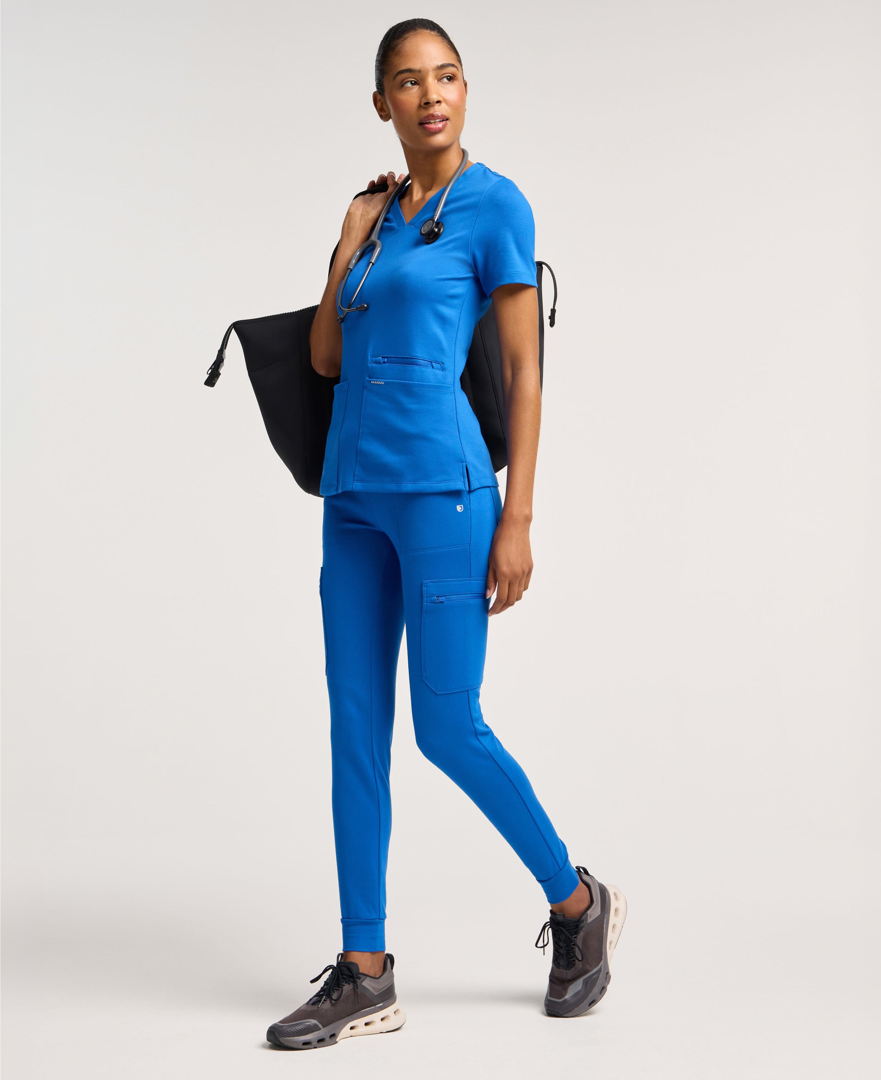 Jaanuu Kait 10-Pocket Skinny Scrub Jogger in Royal Blue, product photo 2 of 6
