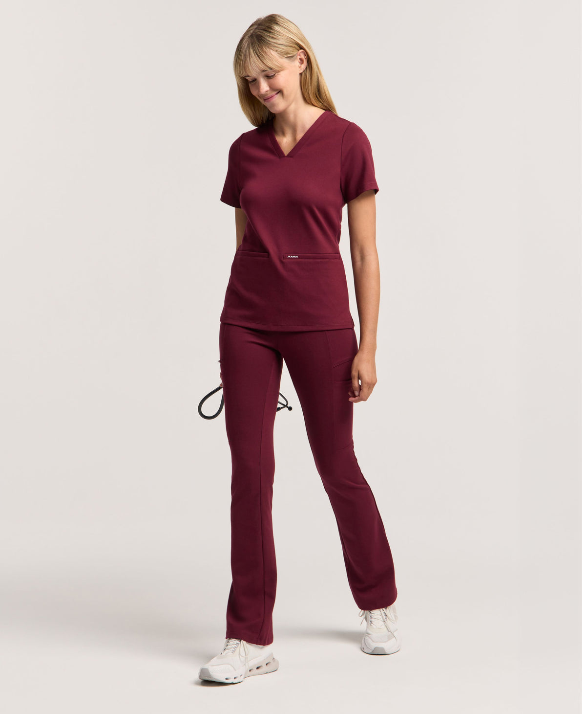 Jaanuu Perri Yoga Scrub Pant in Burgundy, product photo 1 of 6