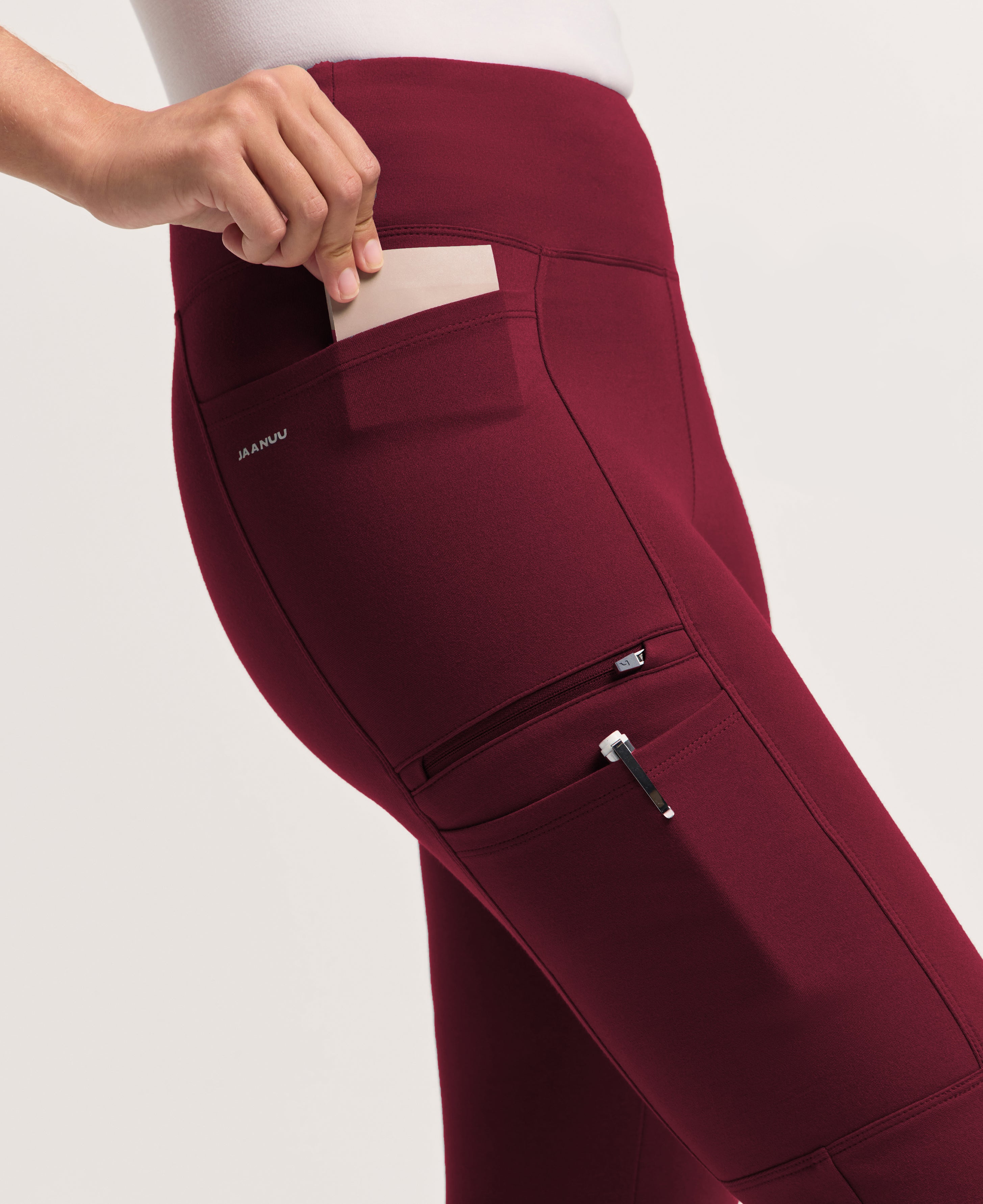 Jaanuu Perri Yoga Scrub Pant in Burgundy, product photo 5 of 6