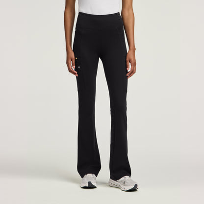 Perri Yoga Scrub Pant - Black + Gold Zip