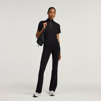 Perri Yoga Scrub Pant - Black + Gold Zip