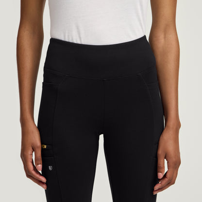 Perri Yoga Scrub Pant - Black + Gold Zip