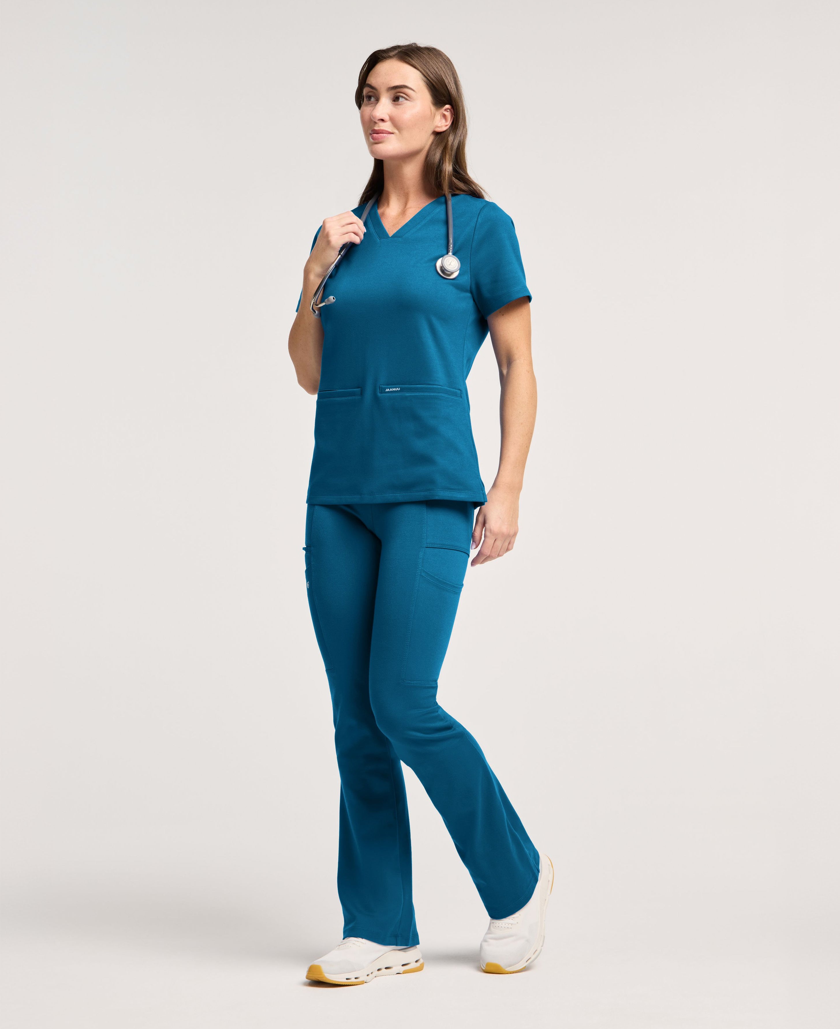 Jaanuu Perri Yoga Scrub Pant in Caribbean Blue, product photo 4 of 6