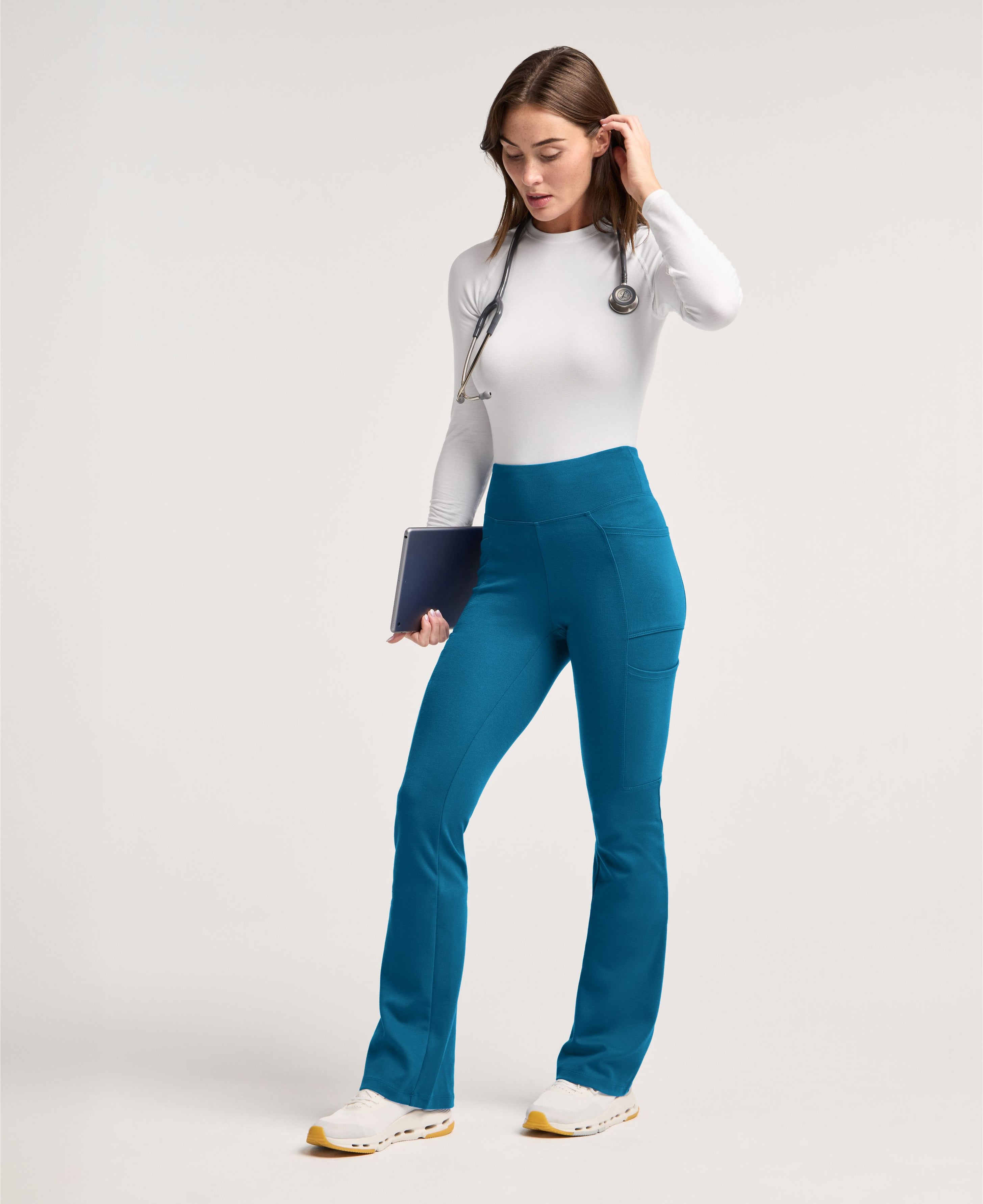 Jaanuu Perri Yoga Scrub Pant in Caribbean Blue, product photo 5 of 6