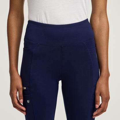 Perri Yoga Scrub Pant - Midnight Navy + Silver Zip