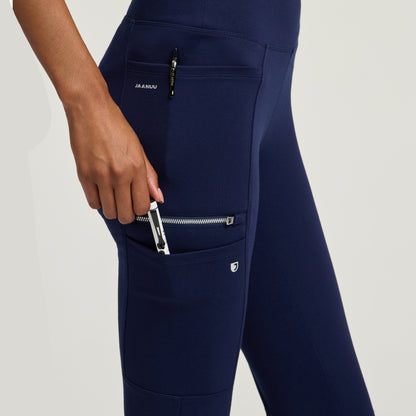 Perri Yoga Scrub Pant - Midnight Navy + Silver Zip