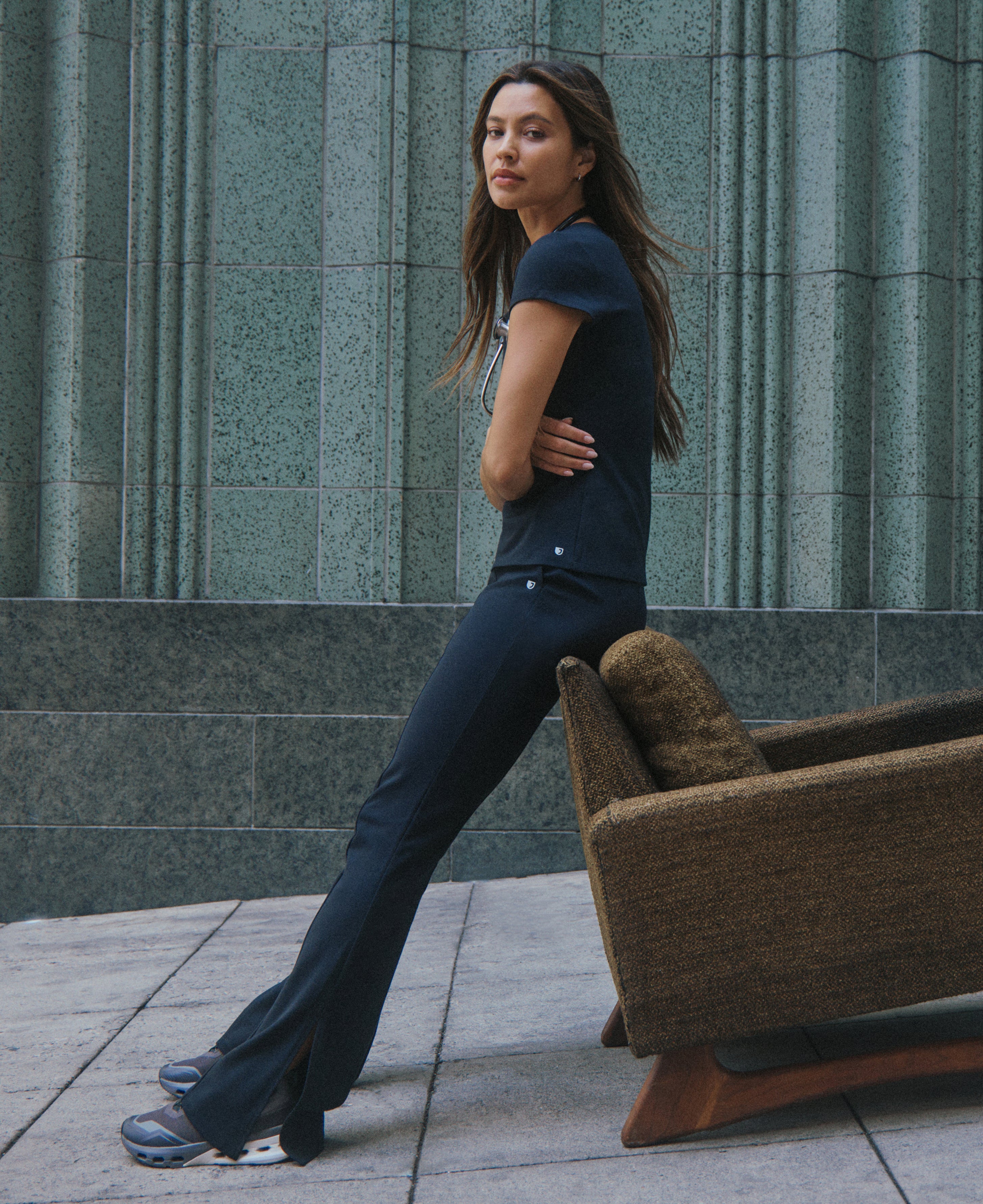 Mika Motion Flare Scrub Pant - Black