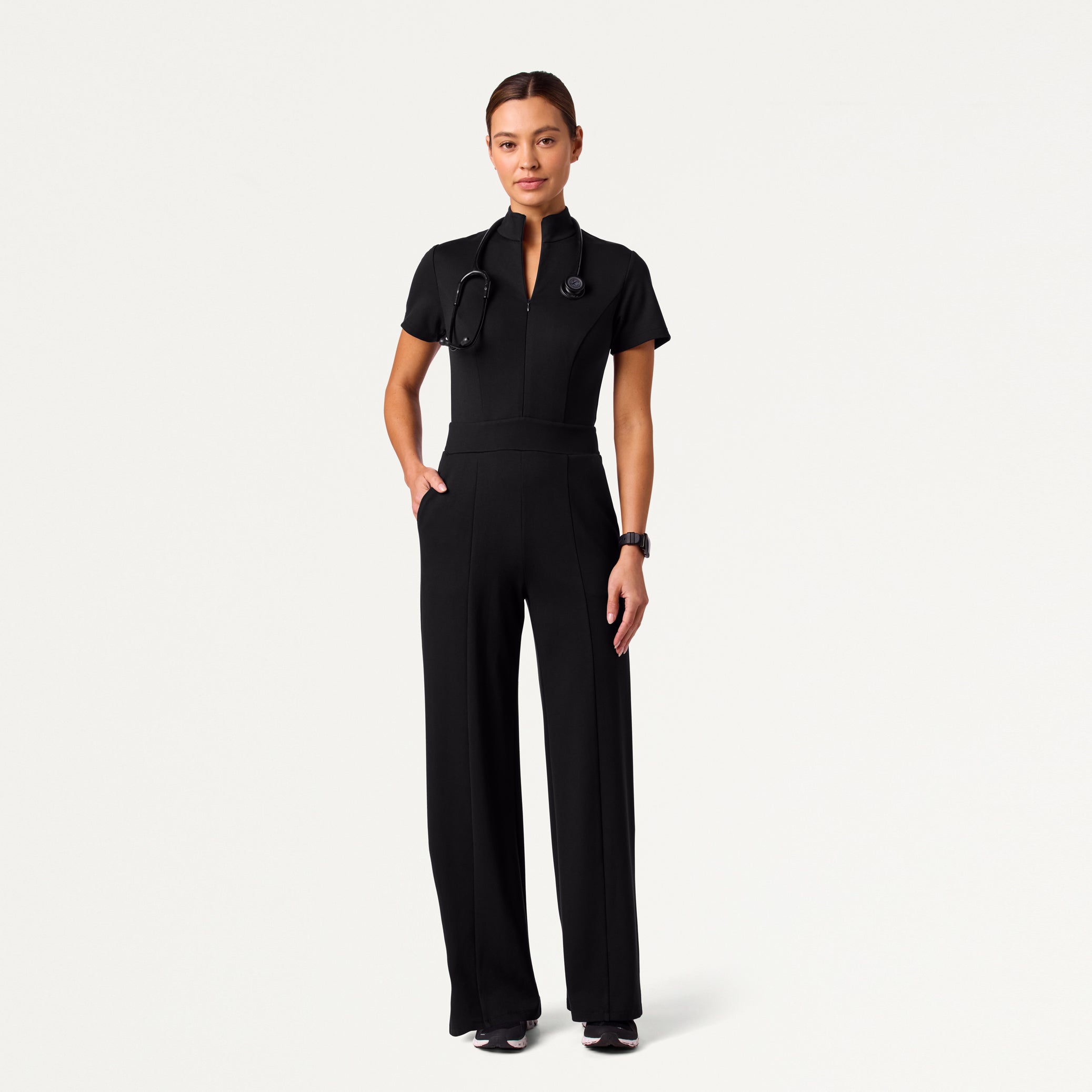 The UltraSOFT® Scrub Jumpsuit - Black – JAANUU