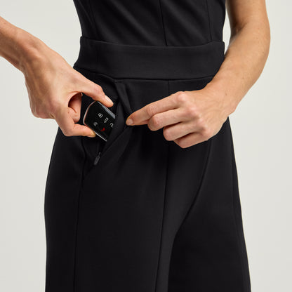 The UltraSOFT® Scrub Jumpsuit - Black + Gold Zip