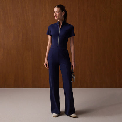 The UltraSOFT® Scrub Jumpsuit - Midnight Navy + Silver Zip