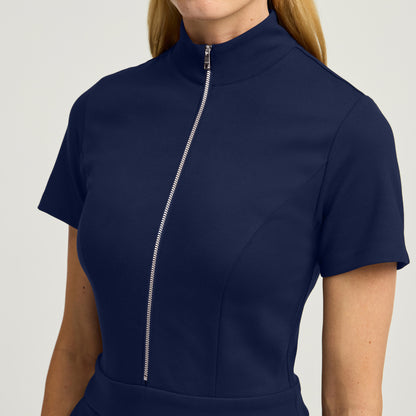 The UltraSOFT® Scrub Jumpsuit - Midnight Navy + Silver Zip