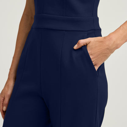 The UltraSOFT® Scrub Jumpsuit - Midnight Navy + Silver Zip