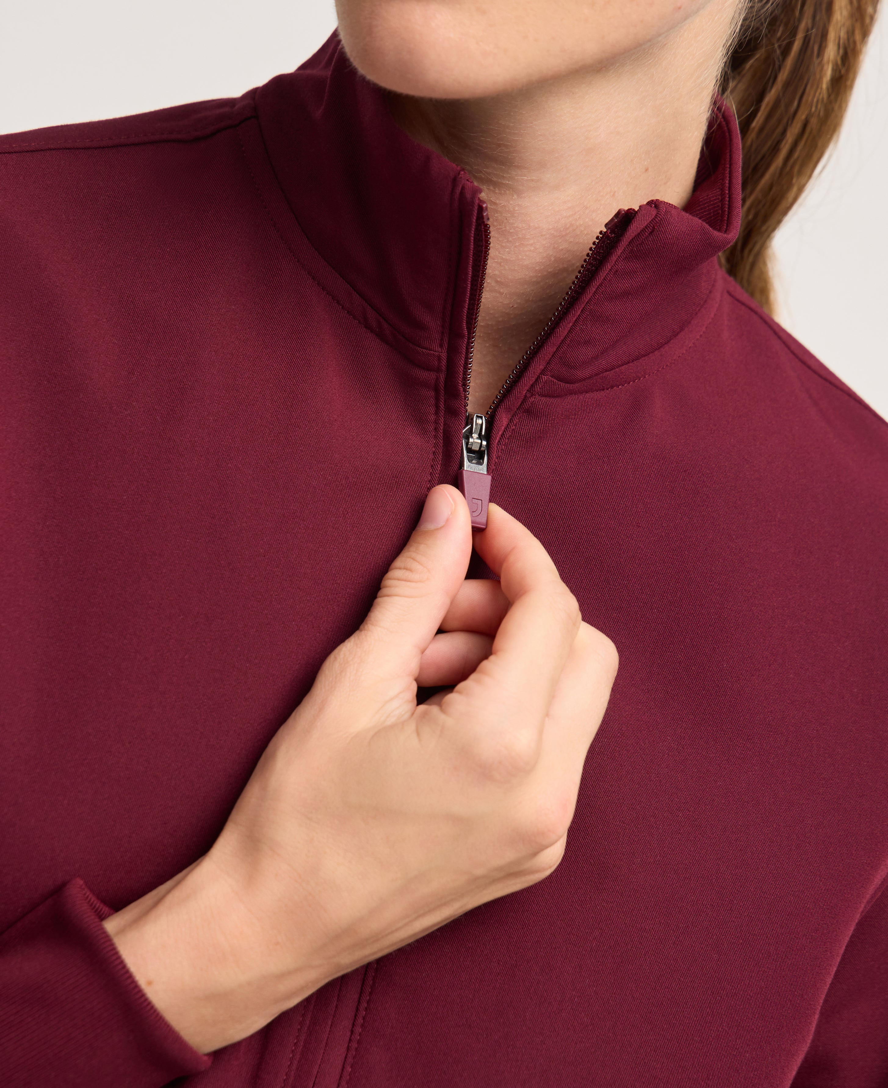 Jaanuu Ceri 6-Pocket Scrub Jacket in Burgundy, product photo 4 of 6