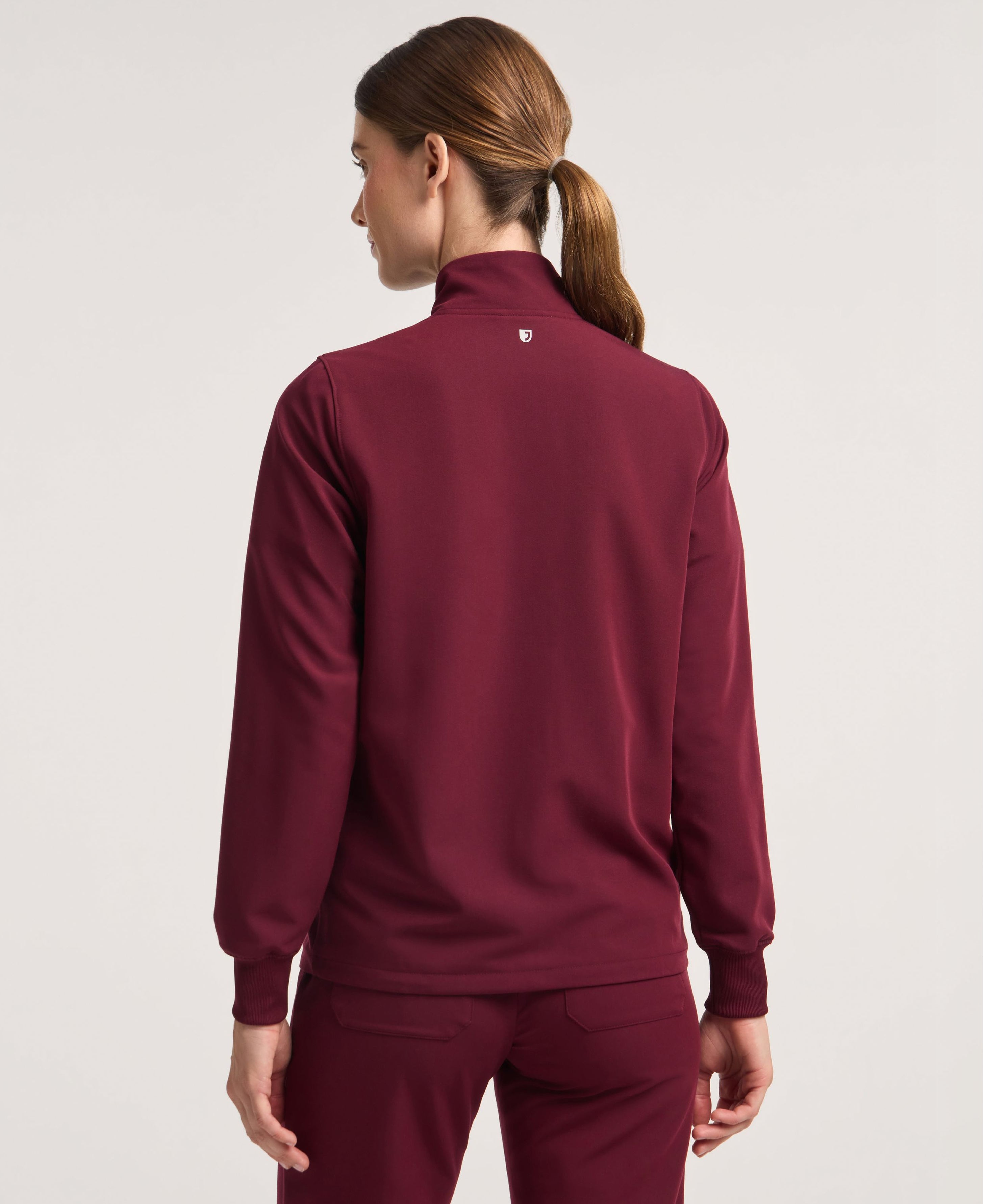 Jaanuu Ceri 6-Pocket Scrub Jacket in Burgundy, product photo 6 of 6