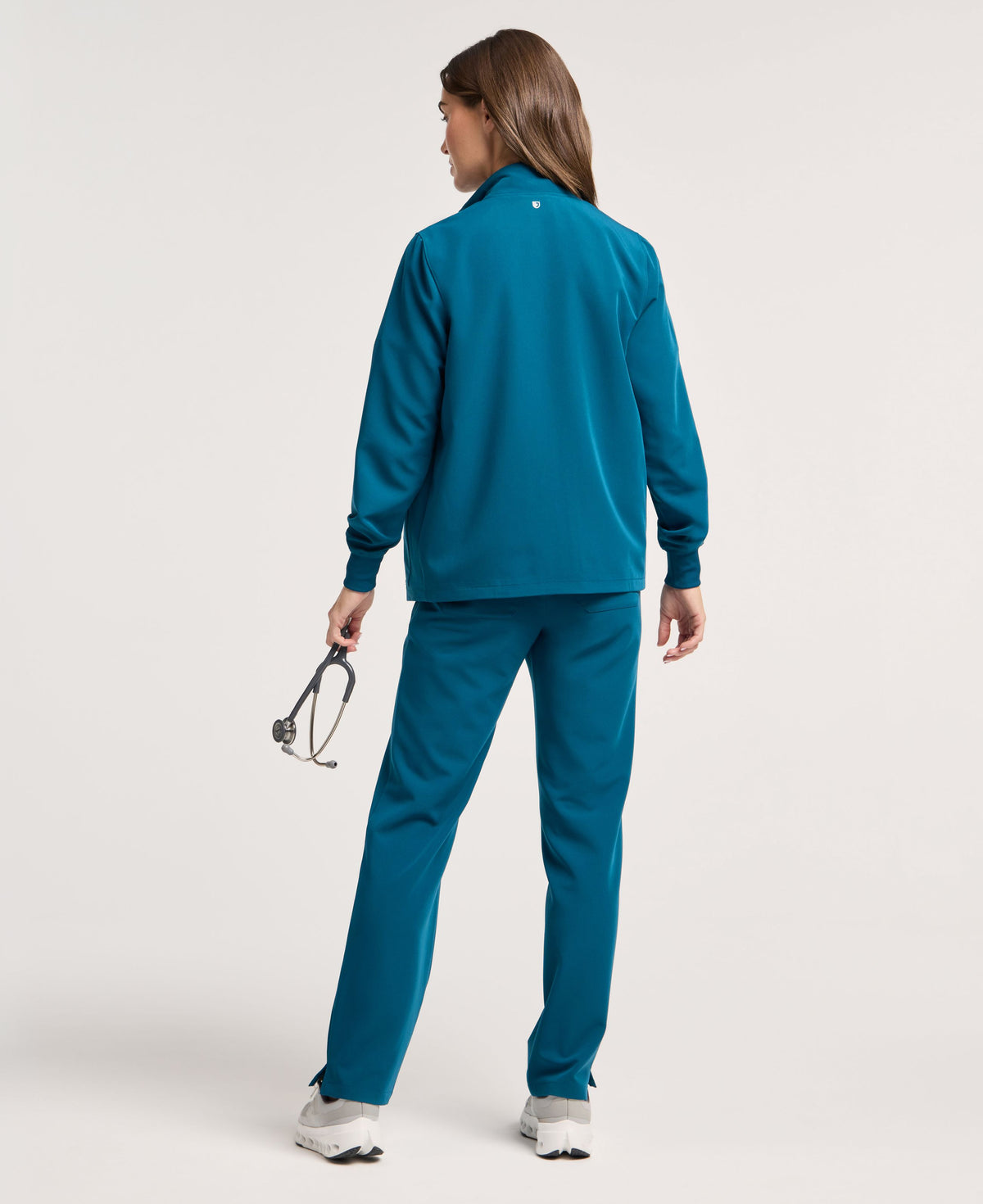 Jaanuu Ceri 6-Pocket Scrub Jacket in Caribbean Blue, product photo 4 of 6