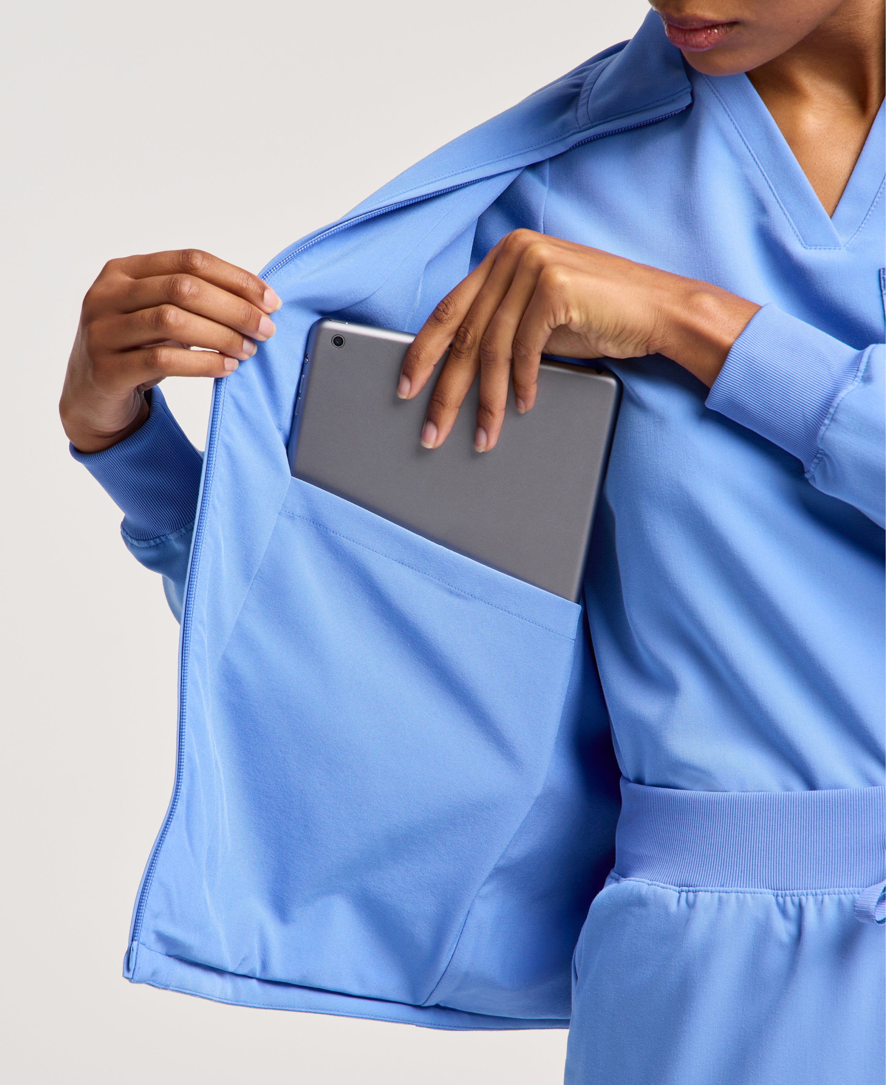 Jaanuu Ceri 6-Pocket Scrub Jacket in Ceil Blue, product photo 6 of 6