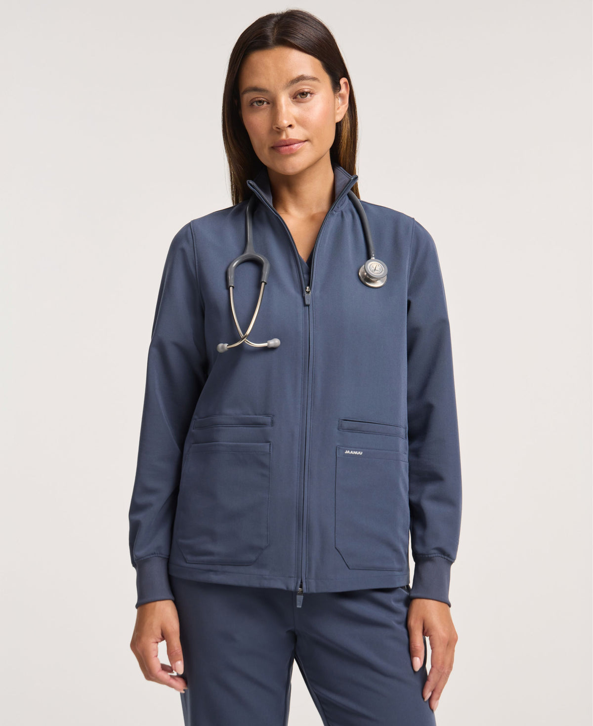 Jaanuu Ceri 6-Pocket Scrub Jacket in Carbon Gray, product photo 2 of 6
