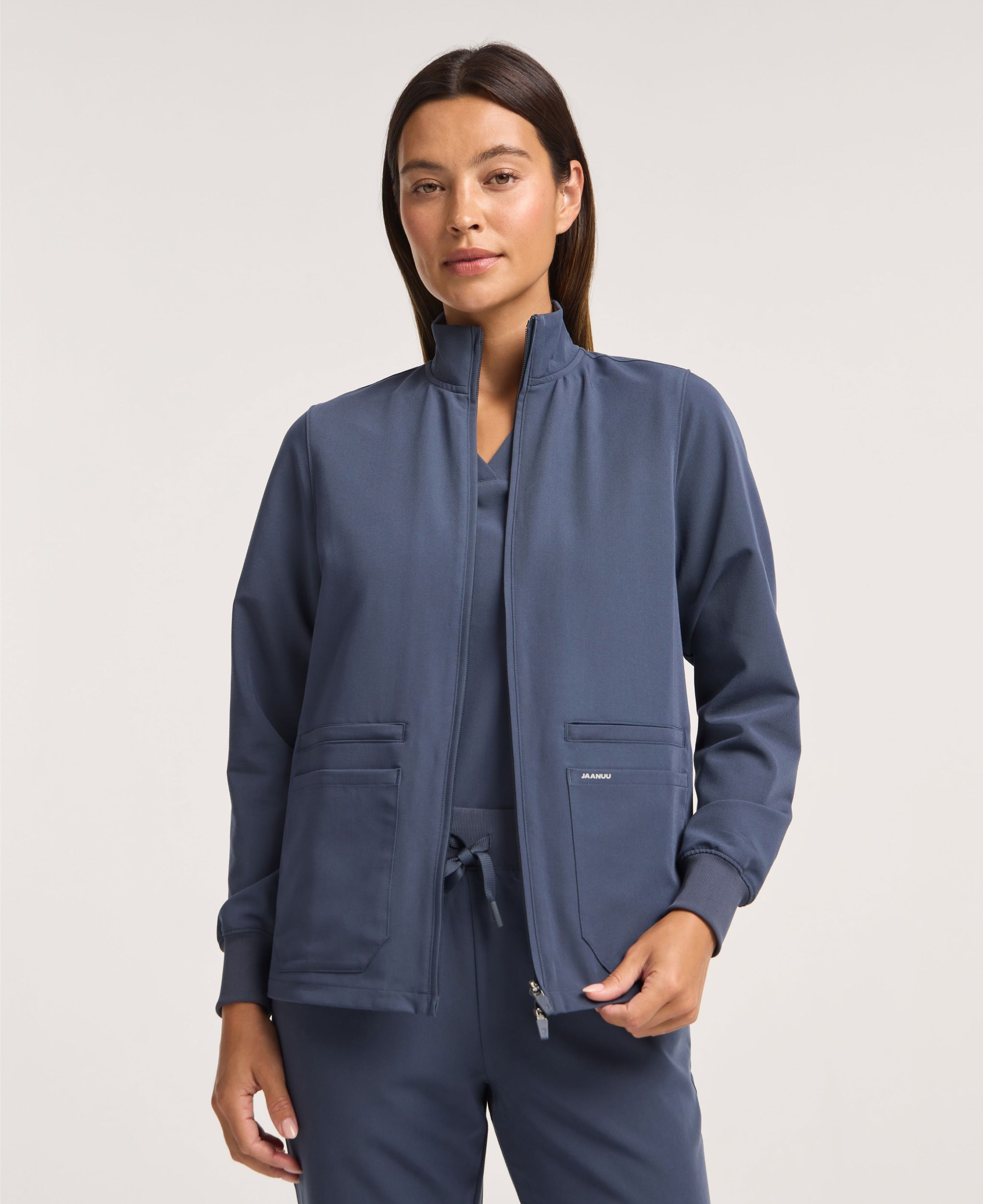 Jaanuu Ceri 6-Pocket Scrub Jacket in Carbon Gray, product photo 3 of 6