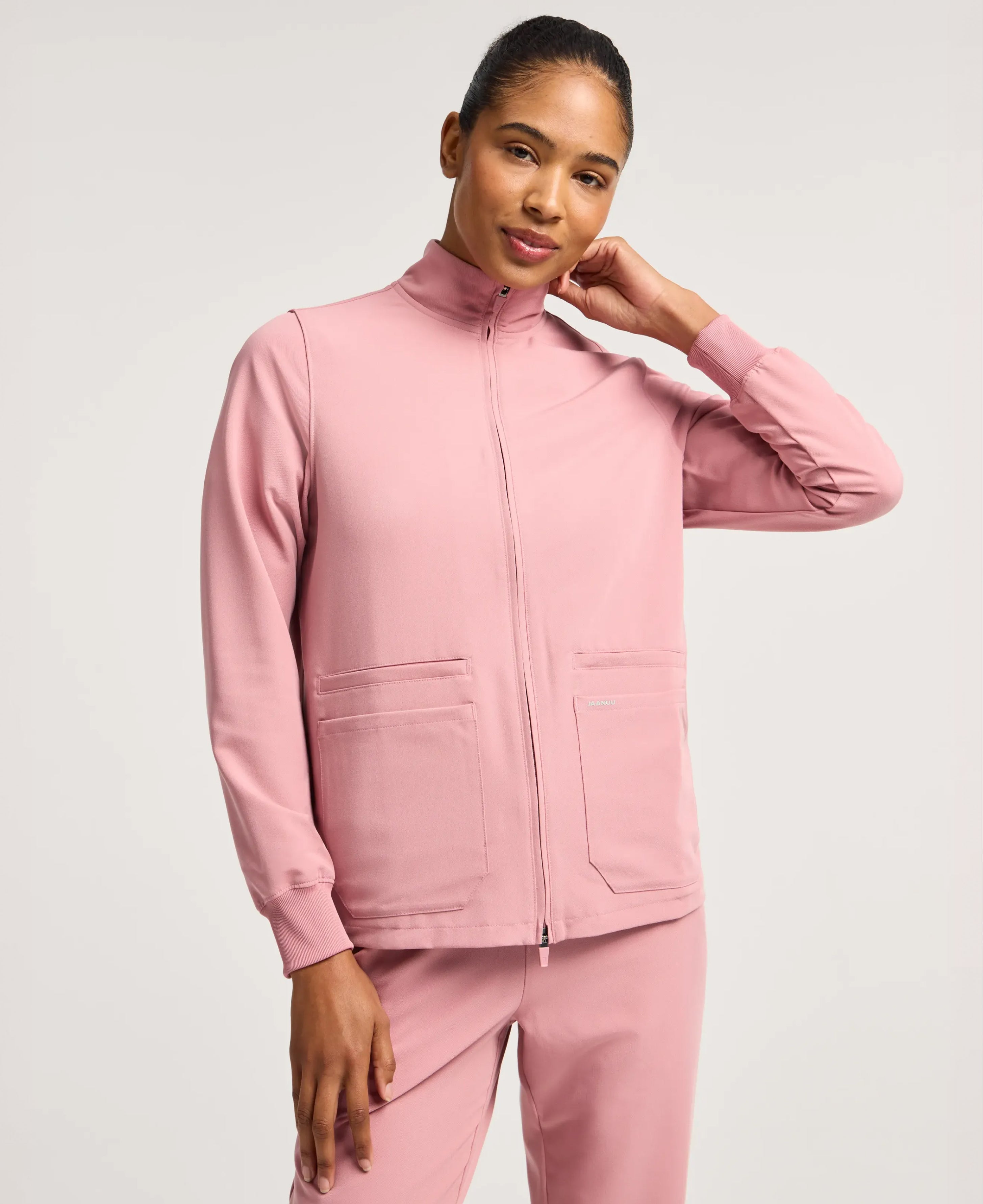 Jaanuu Ceri 6-Pocket Scrub Jacket in Mauve, product photo 1 of 6