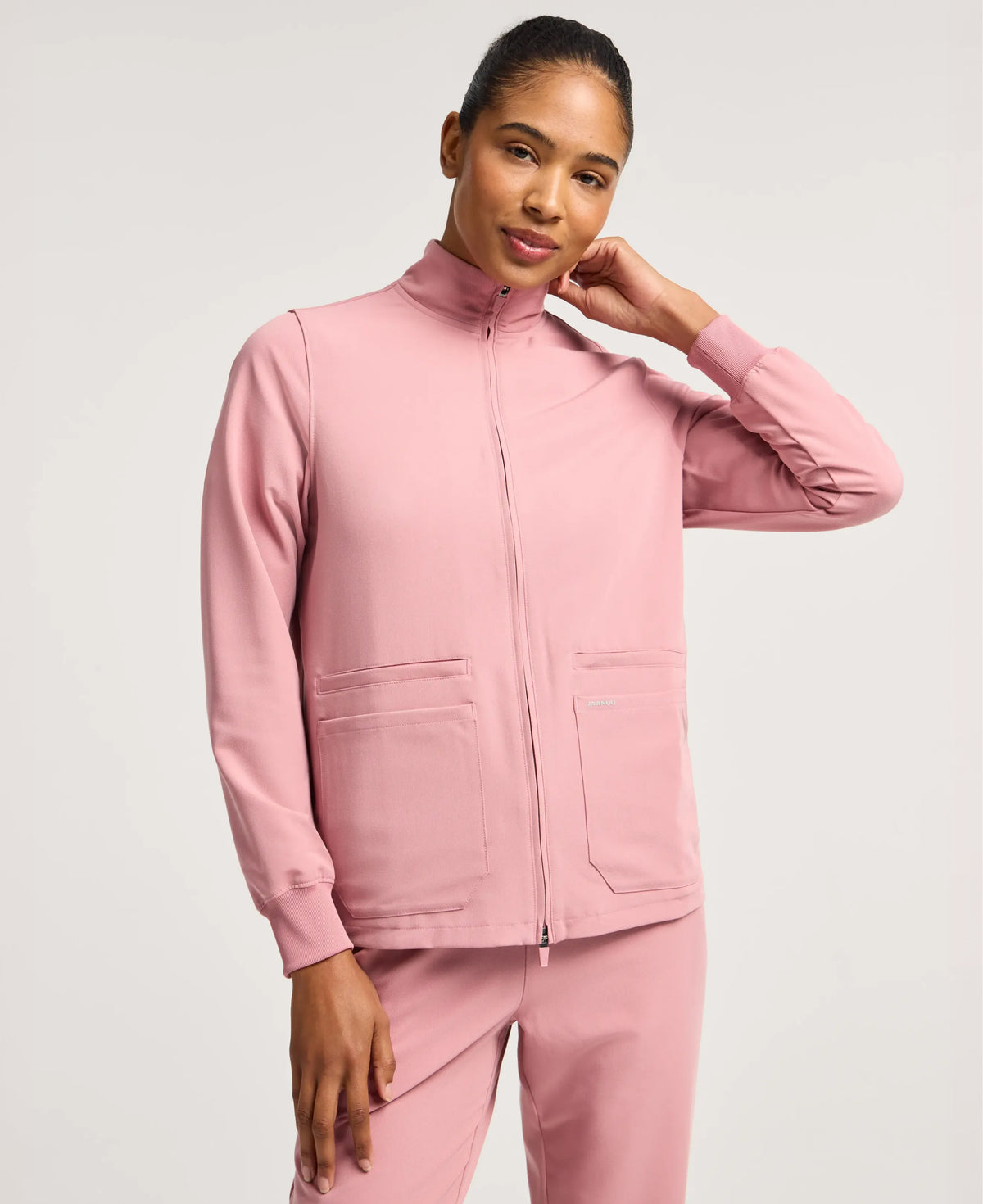 Jaanuu Ceri 6-Pocket Scrub Jacket in Mauve, product photo 1 of 6