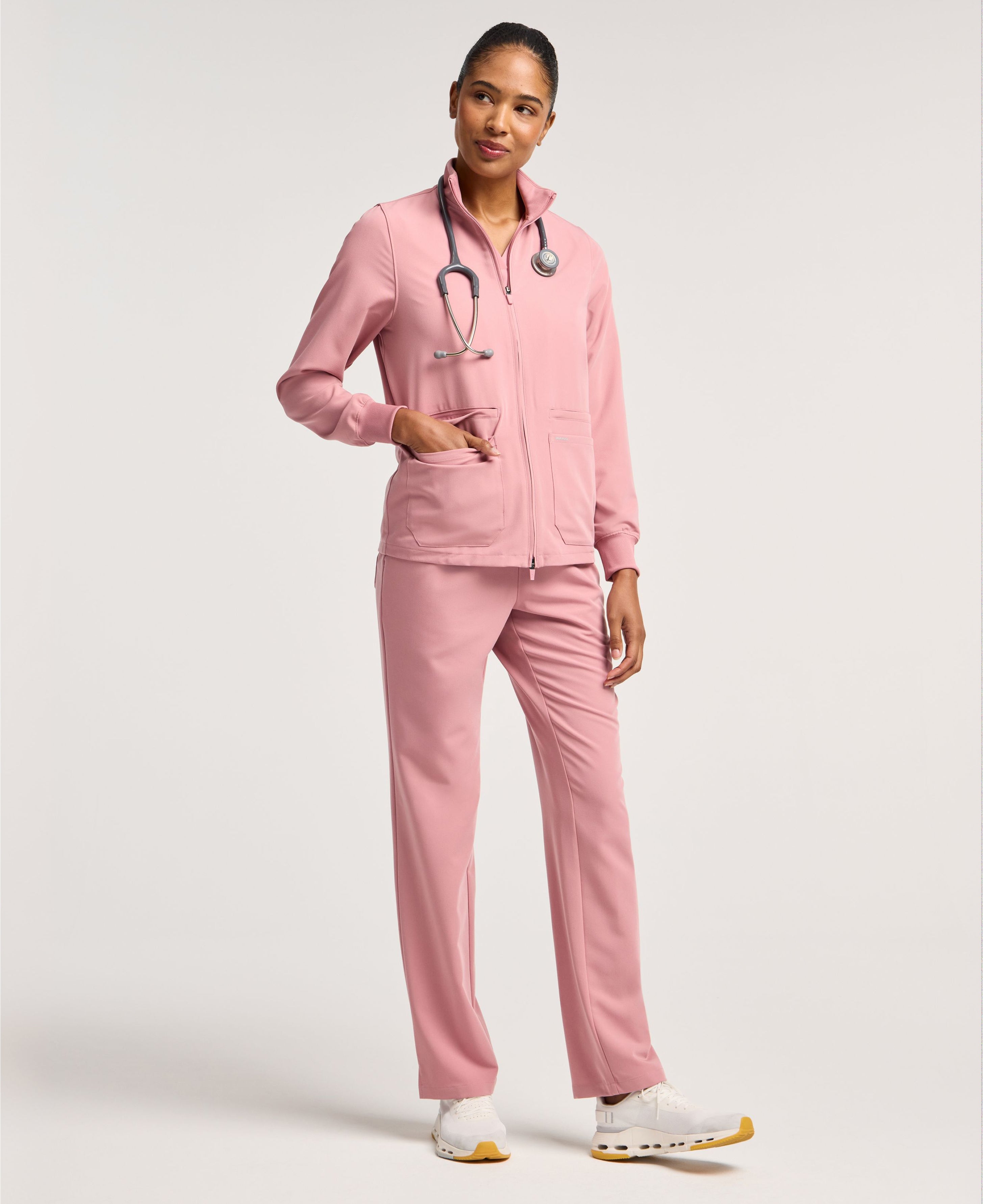 Jaanuu Ceri 6-Pocket Scrub Jacket in Mauve, product photo 4 of 6