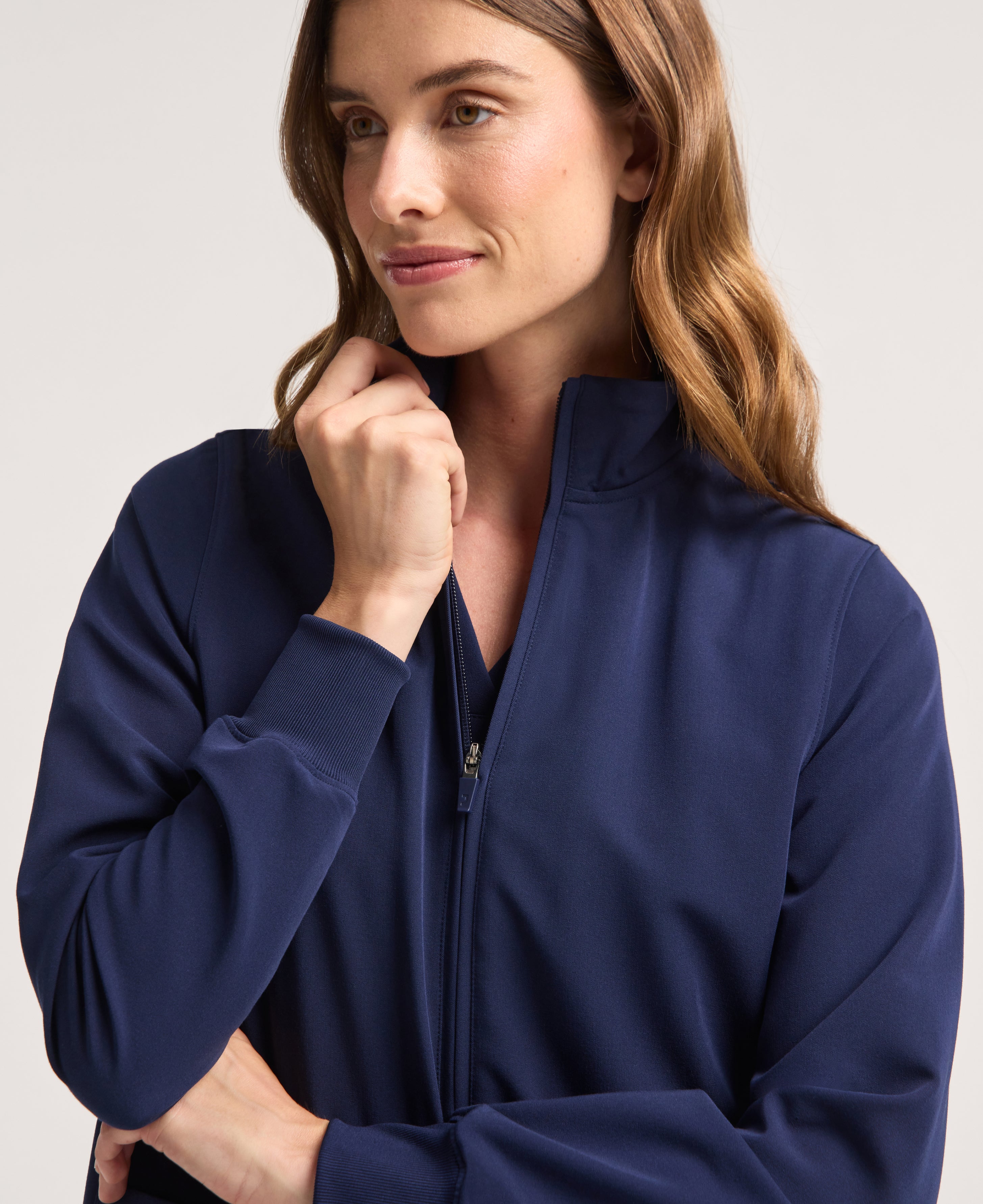 Jaanuu Ceri 6-Pocket Scrub Jacket in Midnight Navy, product photo 5 of 6