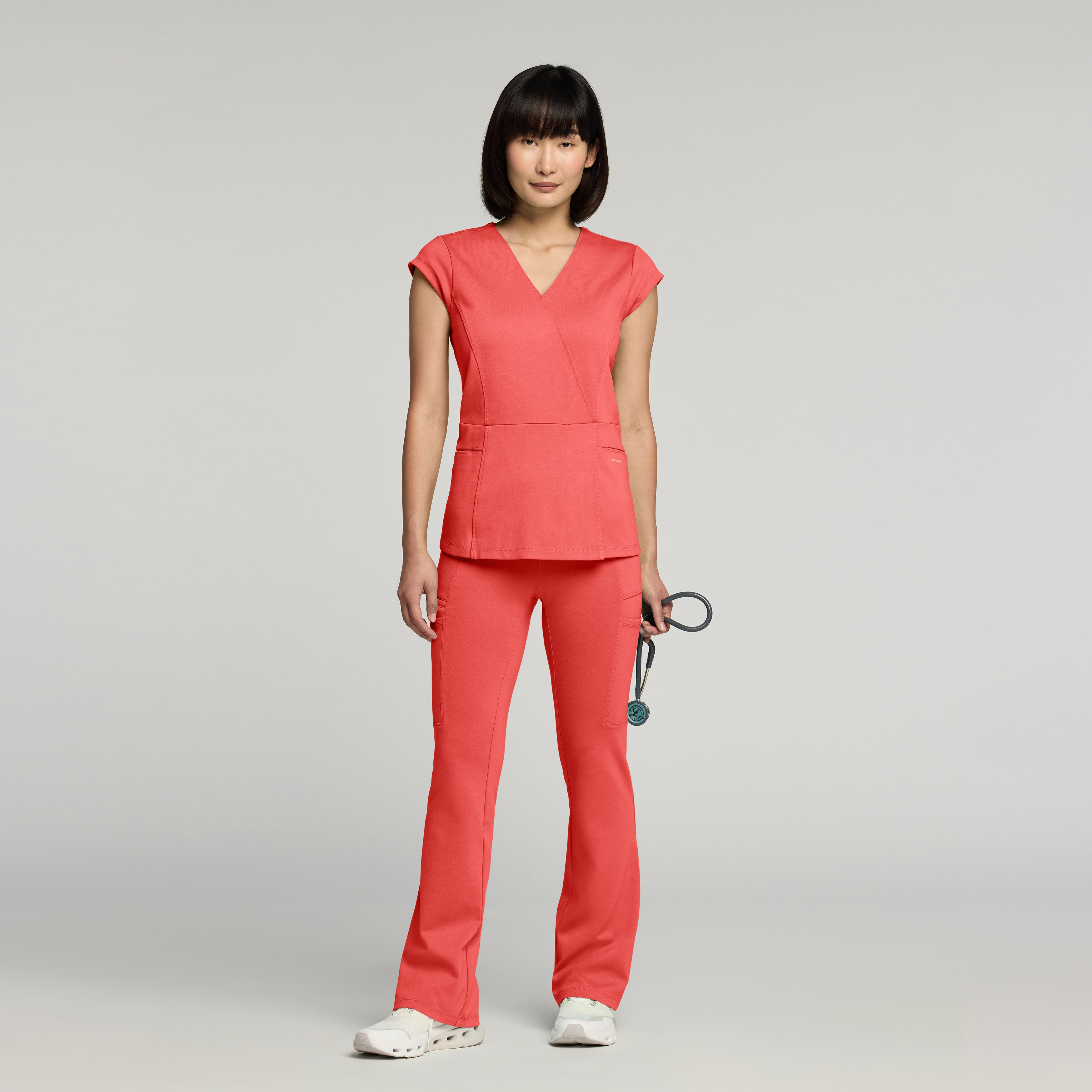 The Mock-Wrap UltraSOFT™ Scrub Set - Coral
