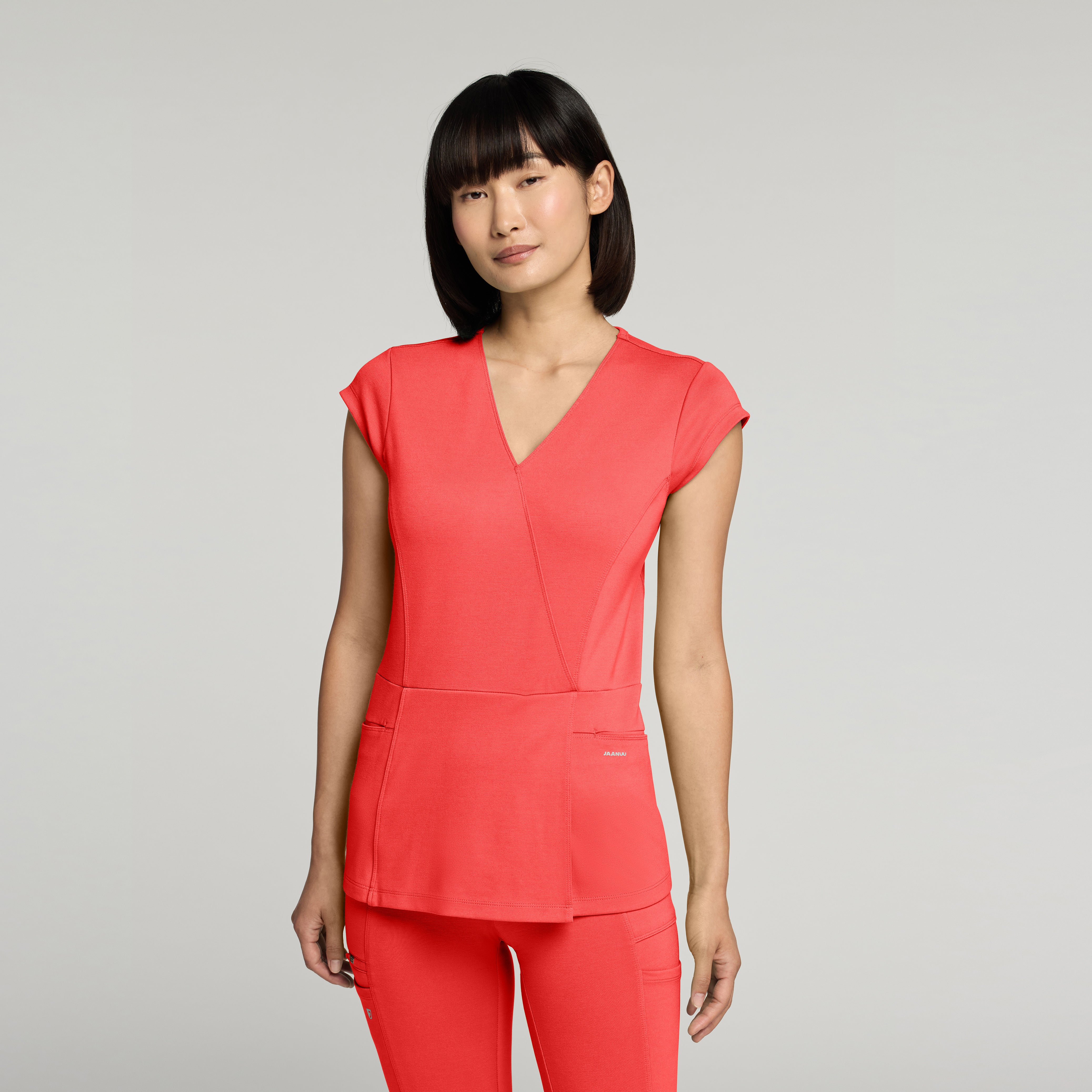 The Mock-Wrap UltraSOFT™ Scrub Set - Coral