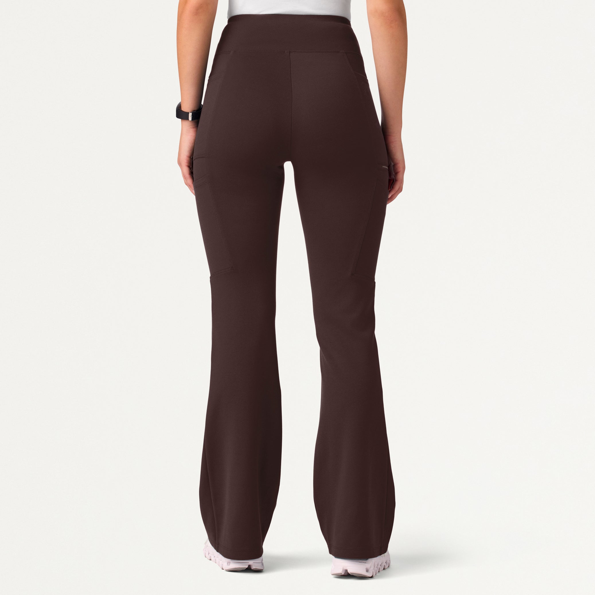 Woman wearing an Espresso scrub pant