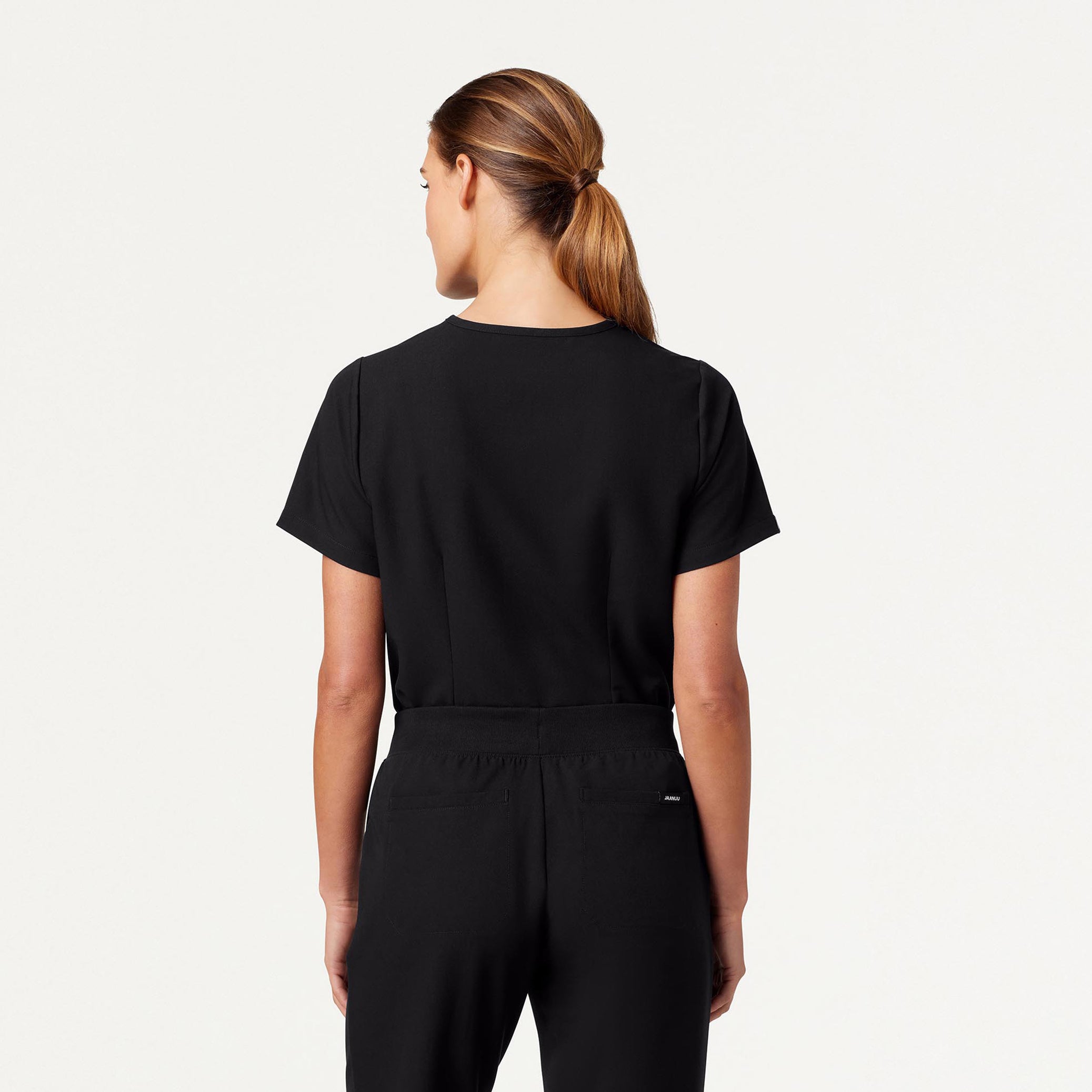 Woman wearing Black scrubs