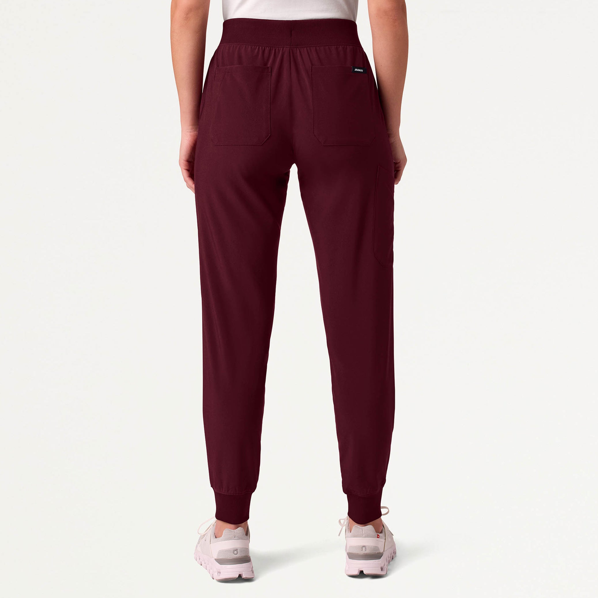 Woman wearing Burgundy scrubs