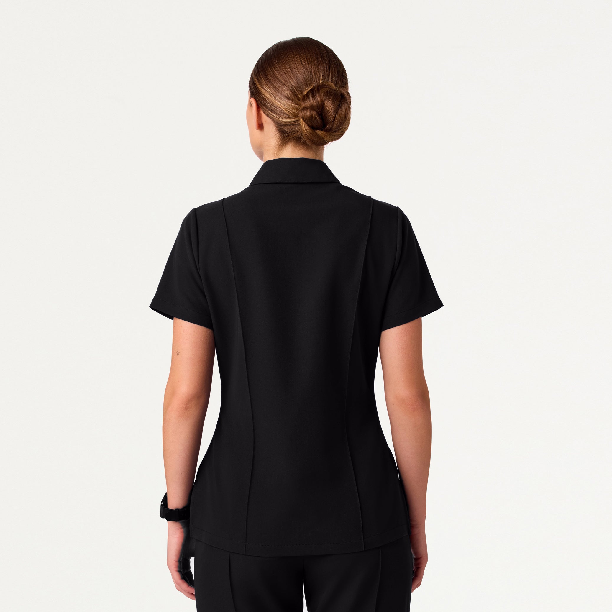 Woman in black scrub set