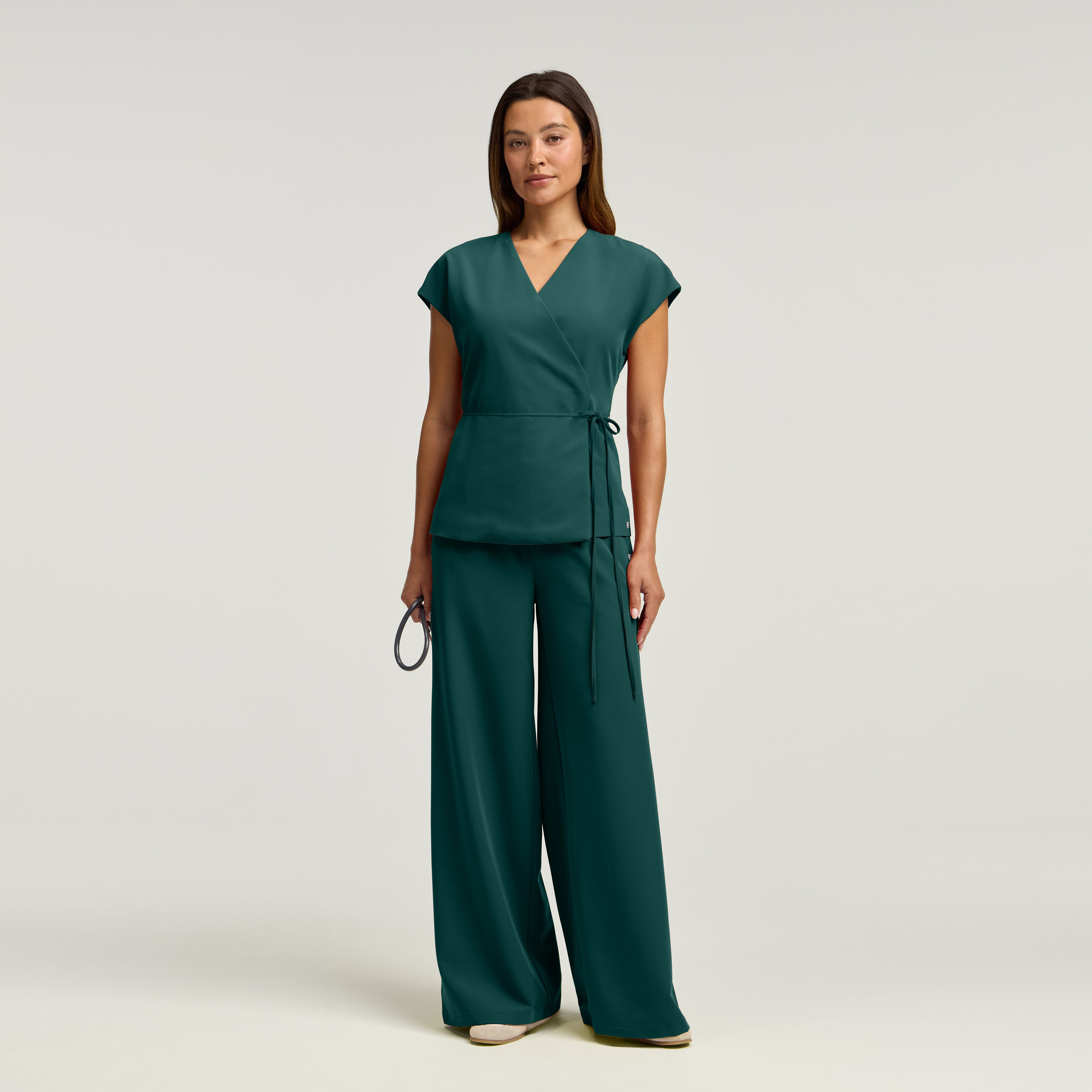 The Wrap Scrub Set - Midnight Green