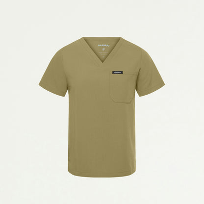 Rhena Essential 1-Pocket Scrub Top - Ceramic Khaki - WOMEN'S TOPS - Jaanuu