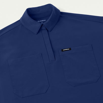 Acta Oversized 2-Pocket Scrub Top - Navy Blue - WOMEN'S TOPS - Jaanuu