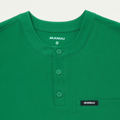 Reeve Henley Scrub Top - Emerald Green - MEN'S TOPS - Jaanuu
