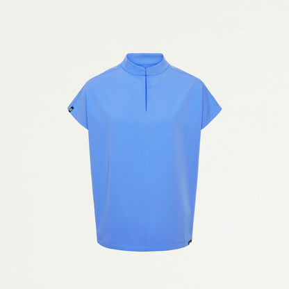 Aris Oversized 2-Pocket Scrub Top - Ceil Blue - WOMEN'S TOPS - Jaanuu