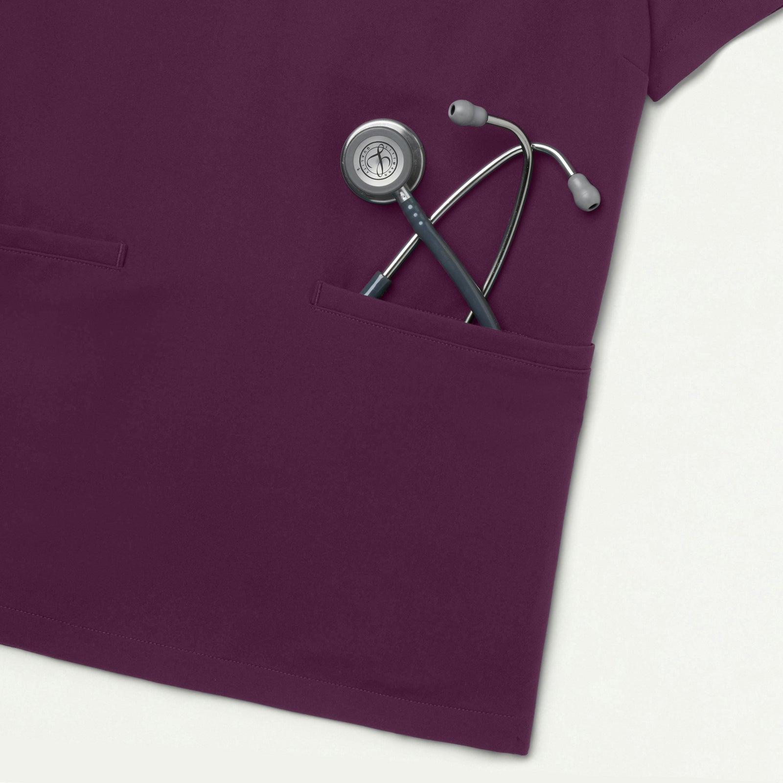 Helia Slim Notched V-Neck Scrub Top - Dark Amethyst - WOMEN'S TOPS - Jaanuu