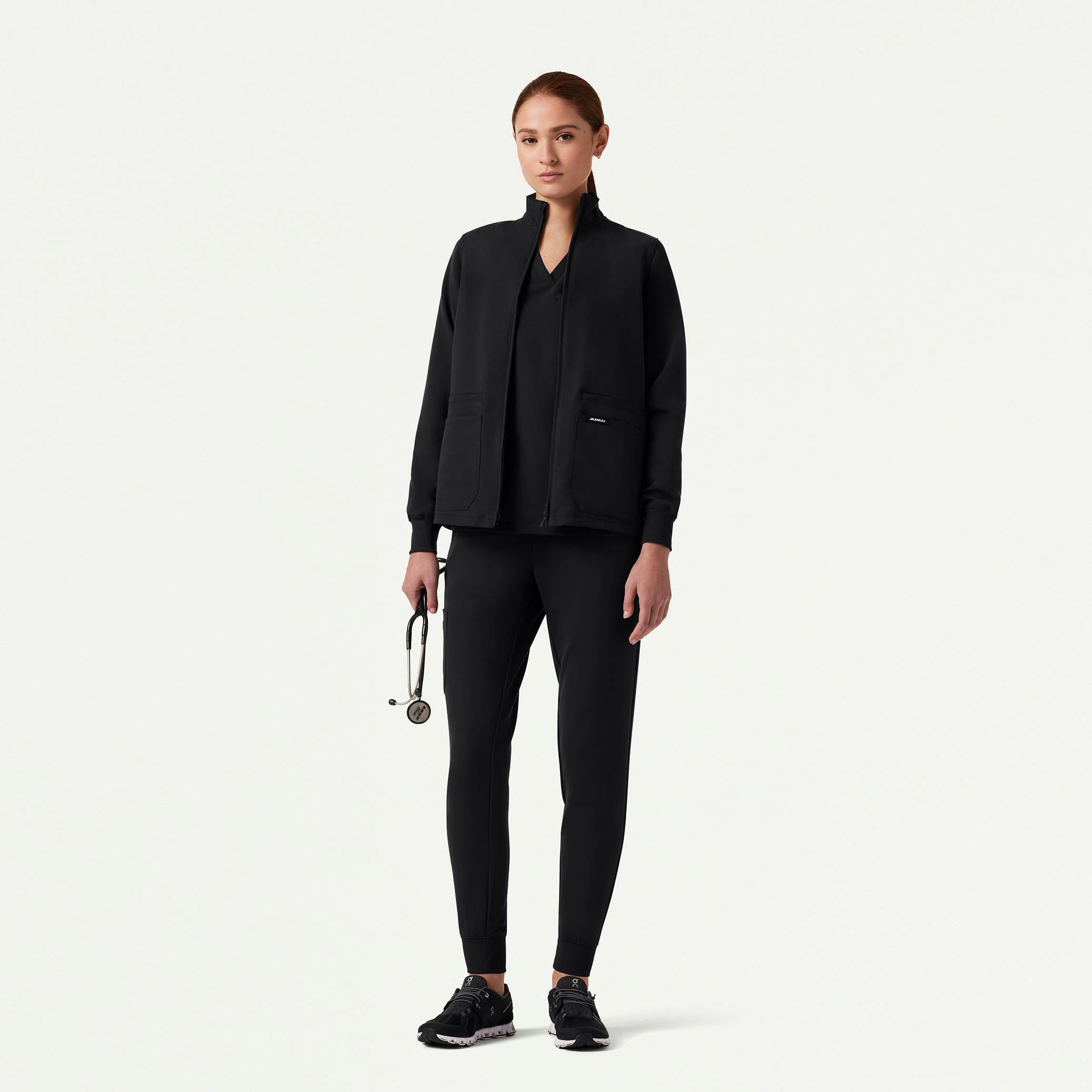 The Emile Jacket Scrub Set - Black