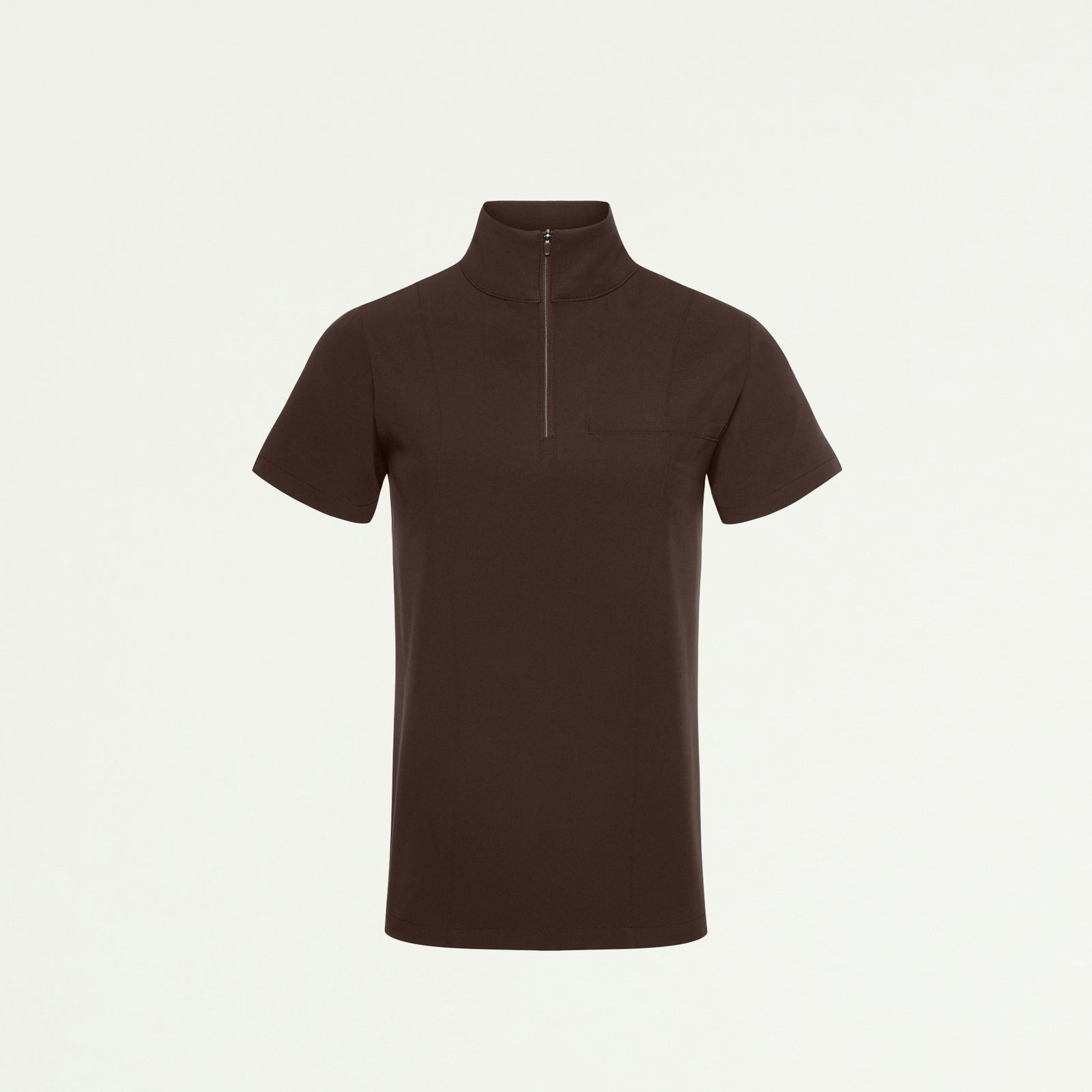 Nora Half-Zip Collared Scrub Top - Espresso - WOMEN'S TOPS - Jaanuu