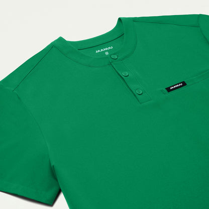 Reeve Henley Scrub Top - Emerald Green - MEN'S TOPS - Jaanuu