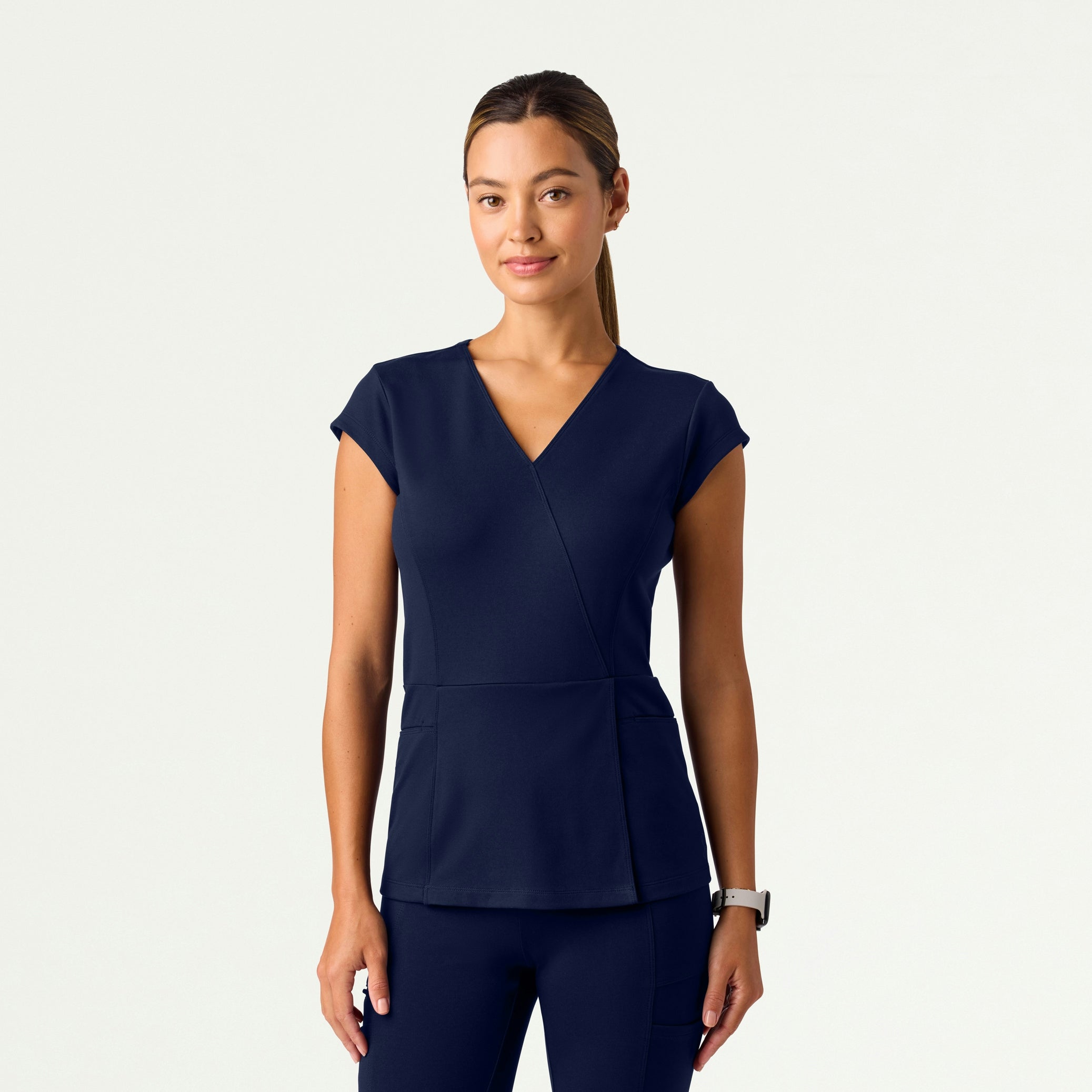Isla Mock-Wrap ULTRAsoft Scrub Top - Midnight Navy - WOMEN'S TOPS - Jaanuu