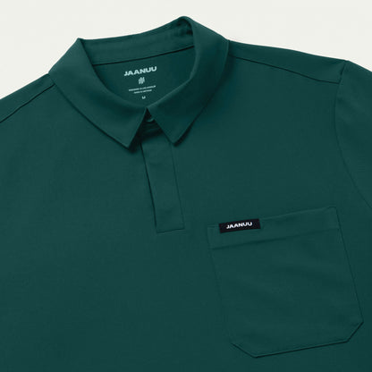 Axis Polo Scrub Top - Midnight Green - MEN'S TOPS - Jaanuu