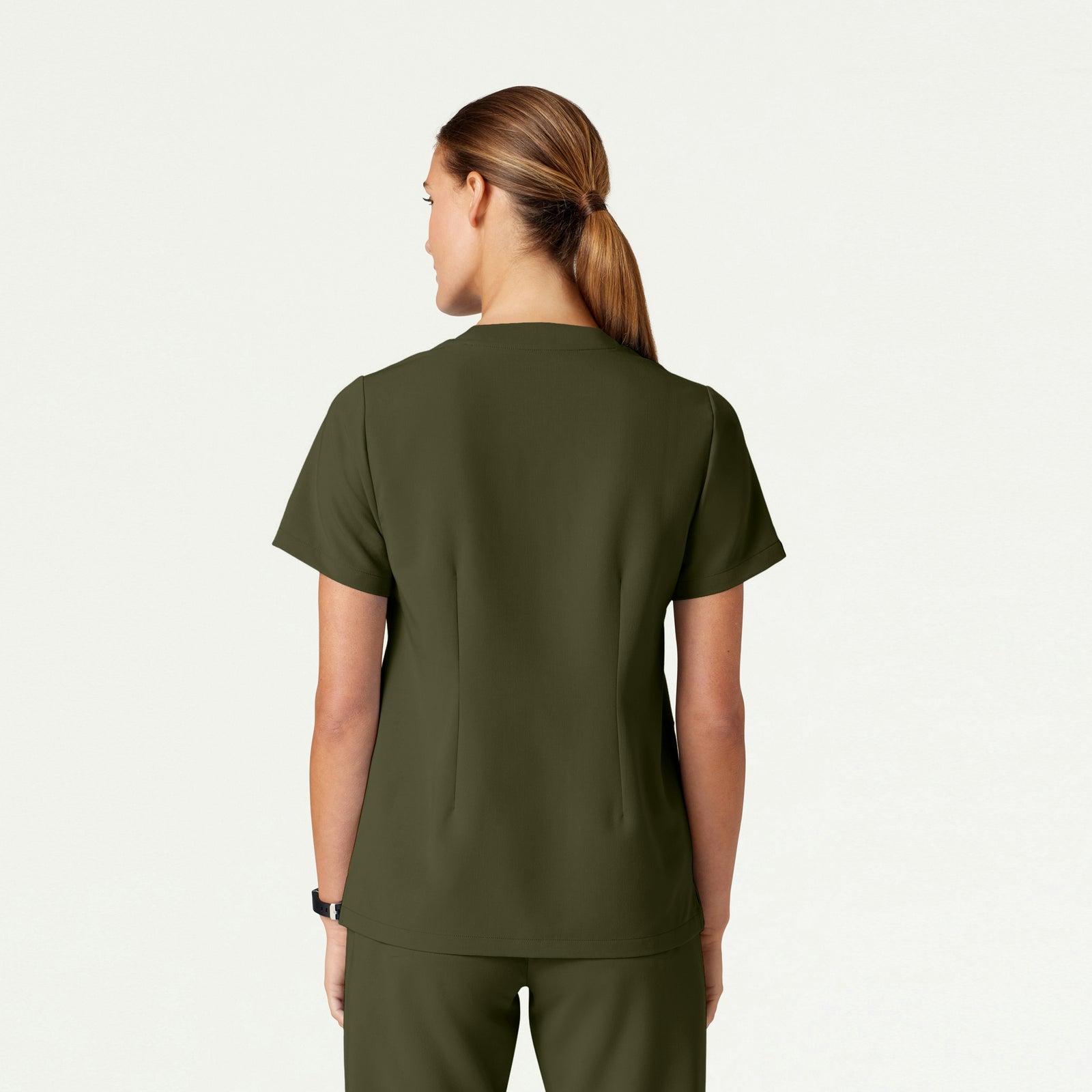 Helia Notched V-Neck Scrub Top - Olive - WOMEN'S TOPS - Jaanuu