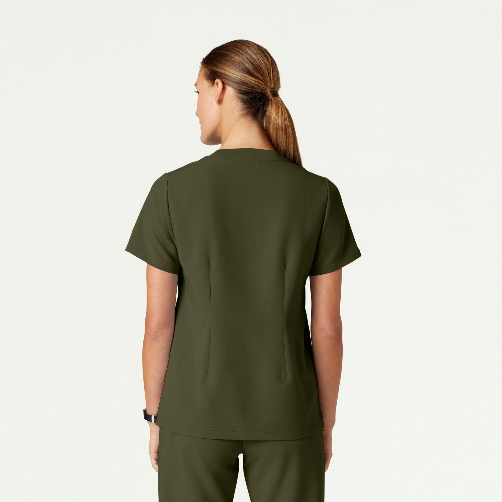 Helia Notched V-Neck Scrub Top - Olive - WOMEN'S TOPS - Jaanuu